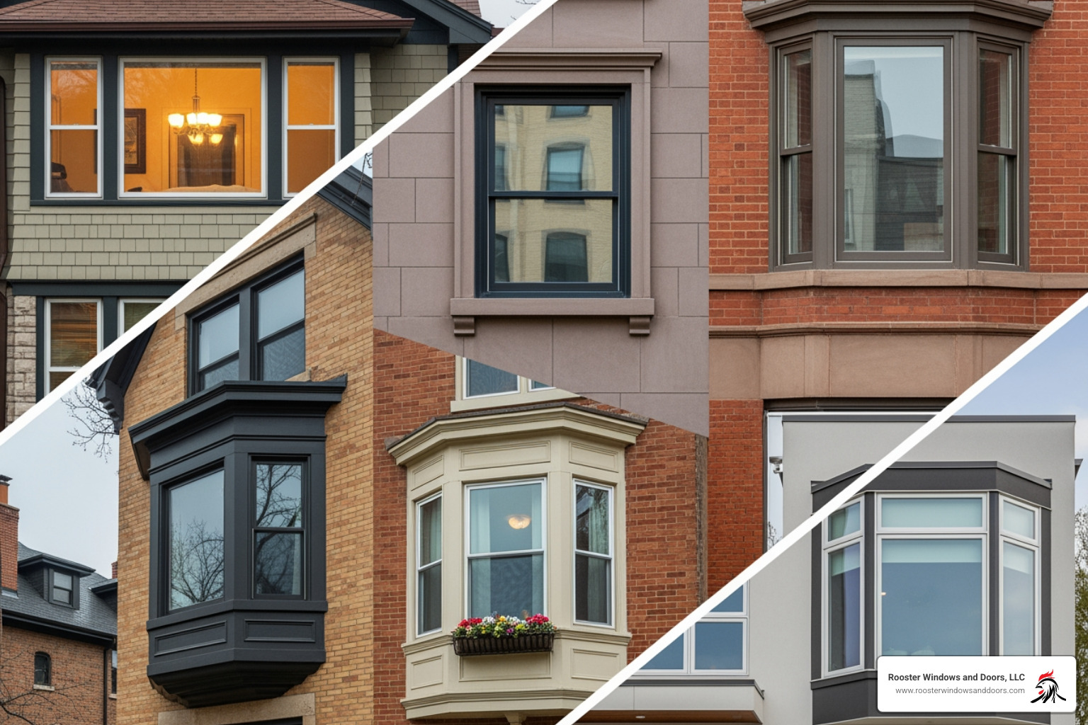 Collage of Chicago home window styles - replacement windows chicago il