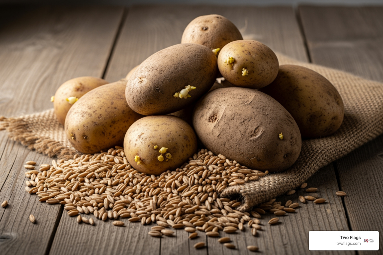 raw potatoes and rye grains in a rustic setting - best vodka reasonable price