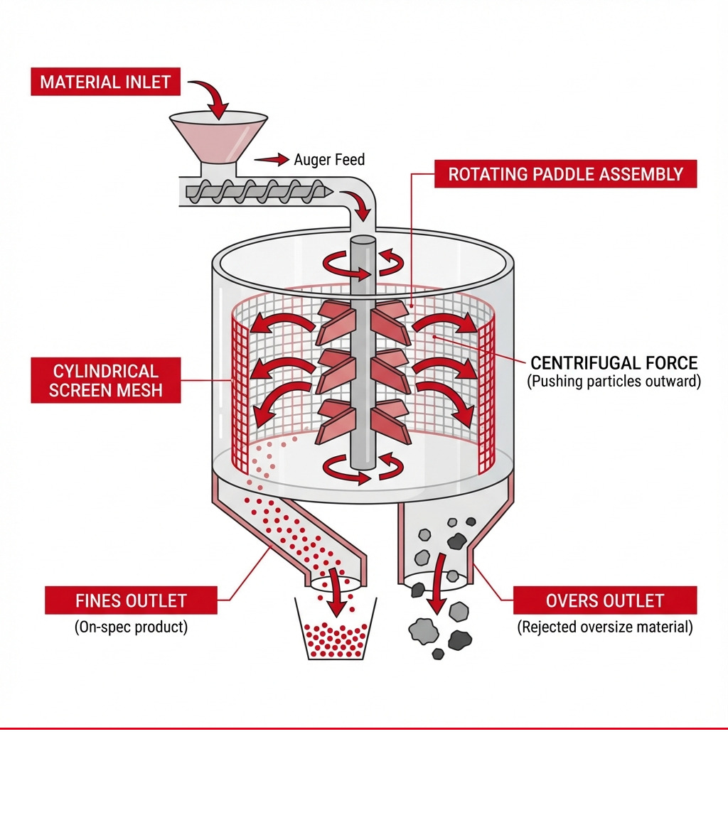 infographic showing rotary sifter cross-section with labeled parts infographic showing rotary sifter cross-section with labeled parts