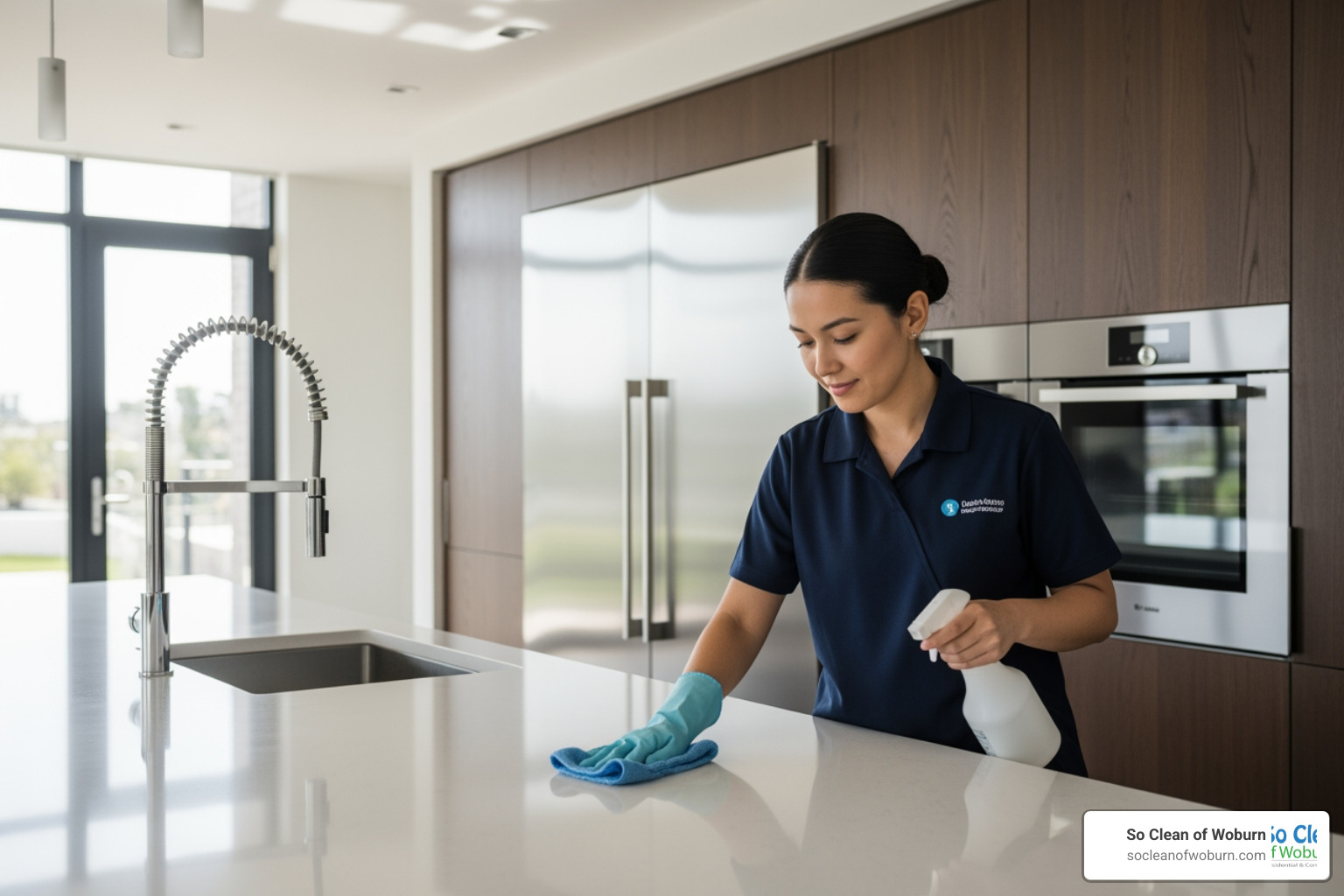 professional cleaner carefully cleaning modern kitchen - Cleaning services Cambridge MA professional cleaner carefully cleaning modern kitchen - Cleaning services Cambridge MA