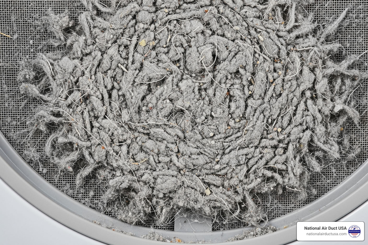 Close-up of a Miele dryer's lint filters visibly clogged with lint, showing restricted airflow - miele tumble dryer clean out airways