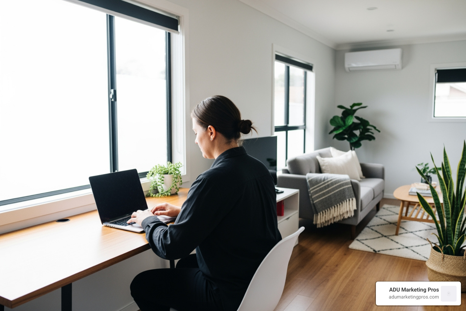 person working in a studio granny flat - Granny flat studio