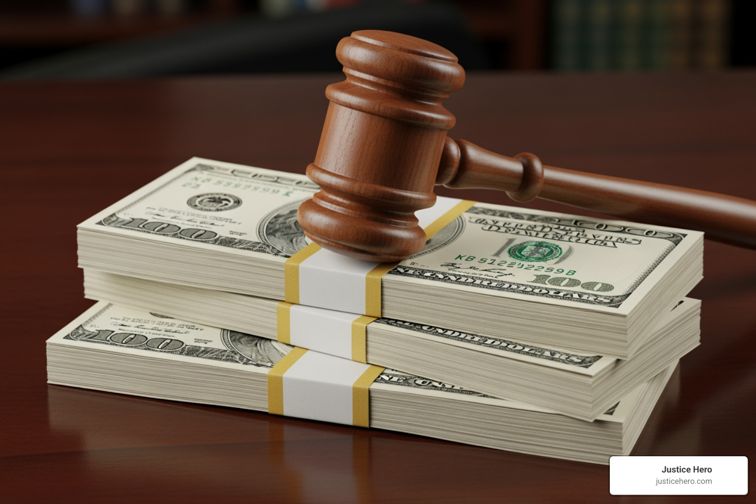 Gavel on a stack of money representing legal settlements - pfas lawsuit settlement