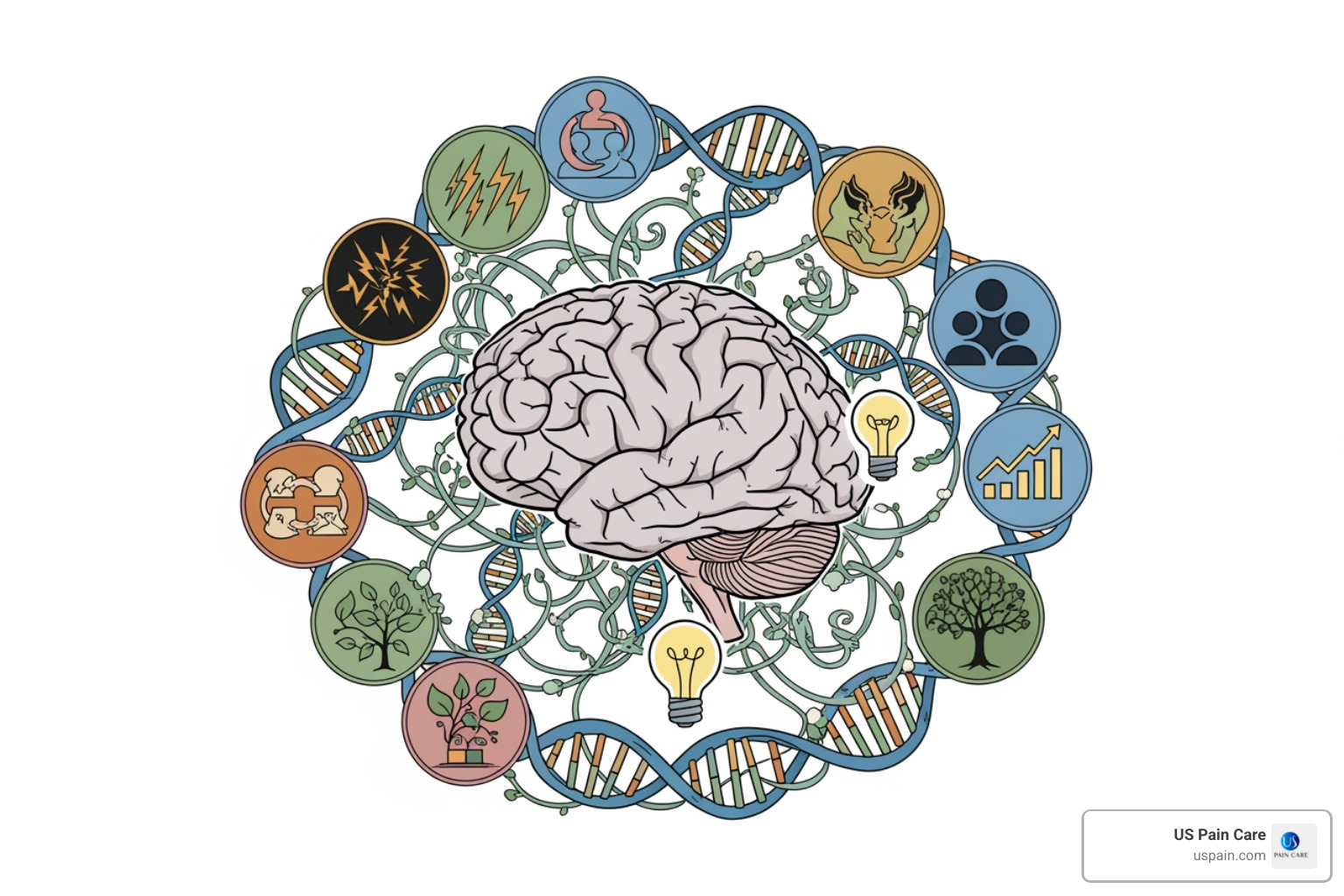 illustration of the interplay of brain chemistry genetics and life events - major depressive disorder