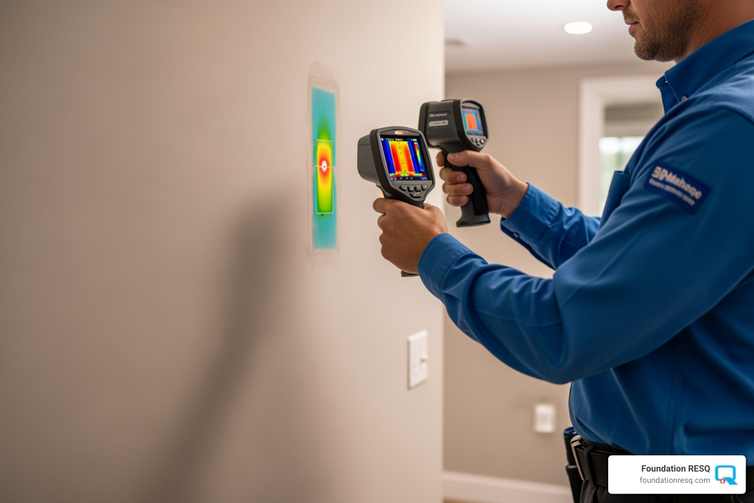 professional using a thermal imaging camera on a wall - free mold inspection tallahassee
