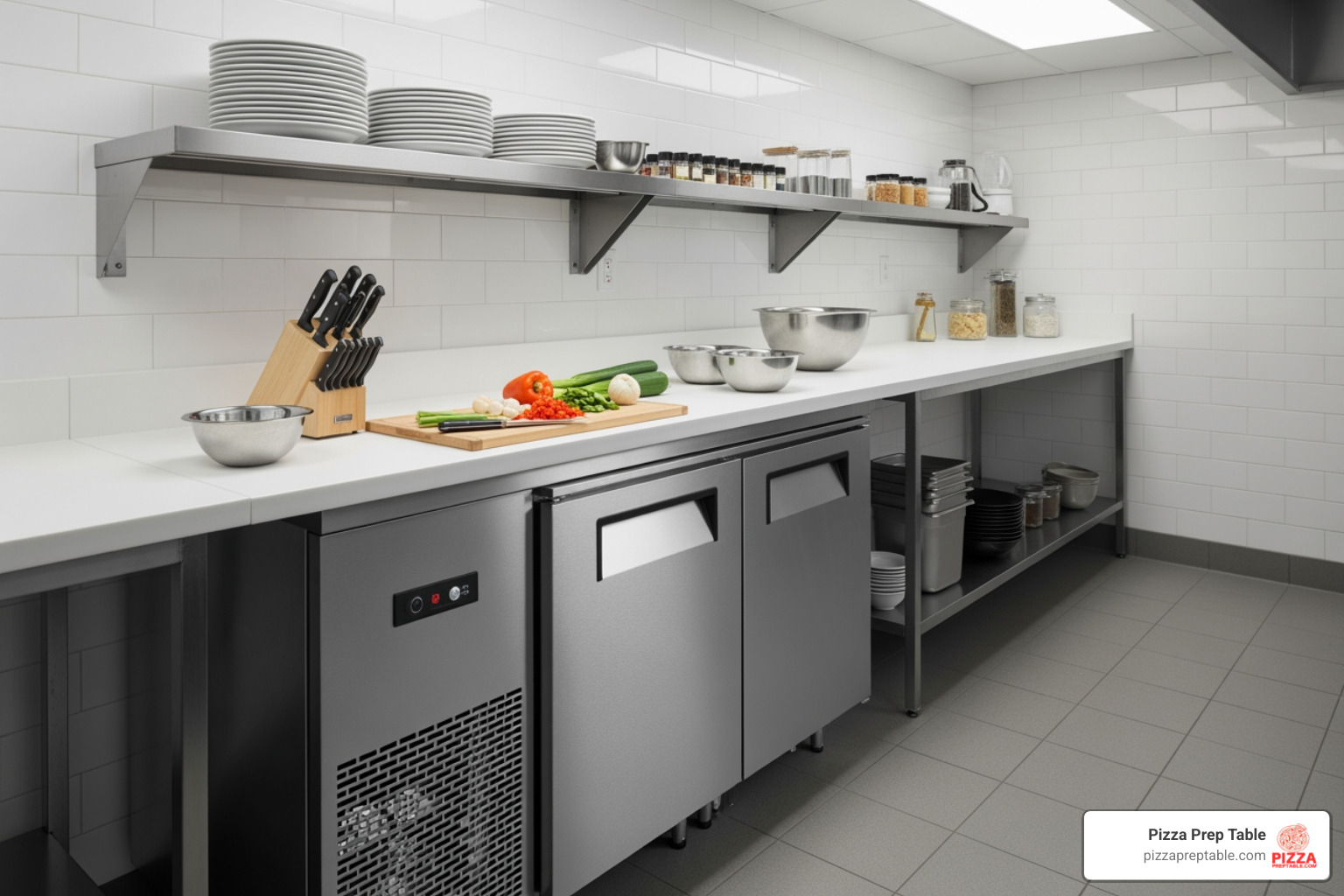 image of a compact kitchen with an undercounter fridge maximizing space - second hand fridge under counter