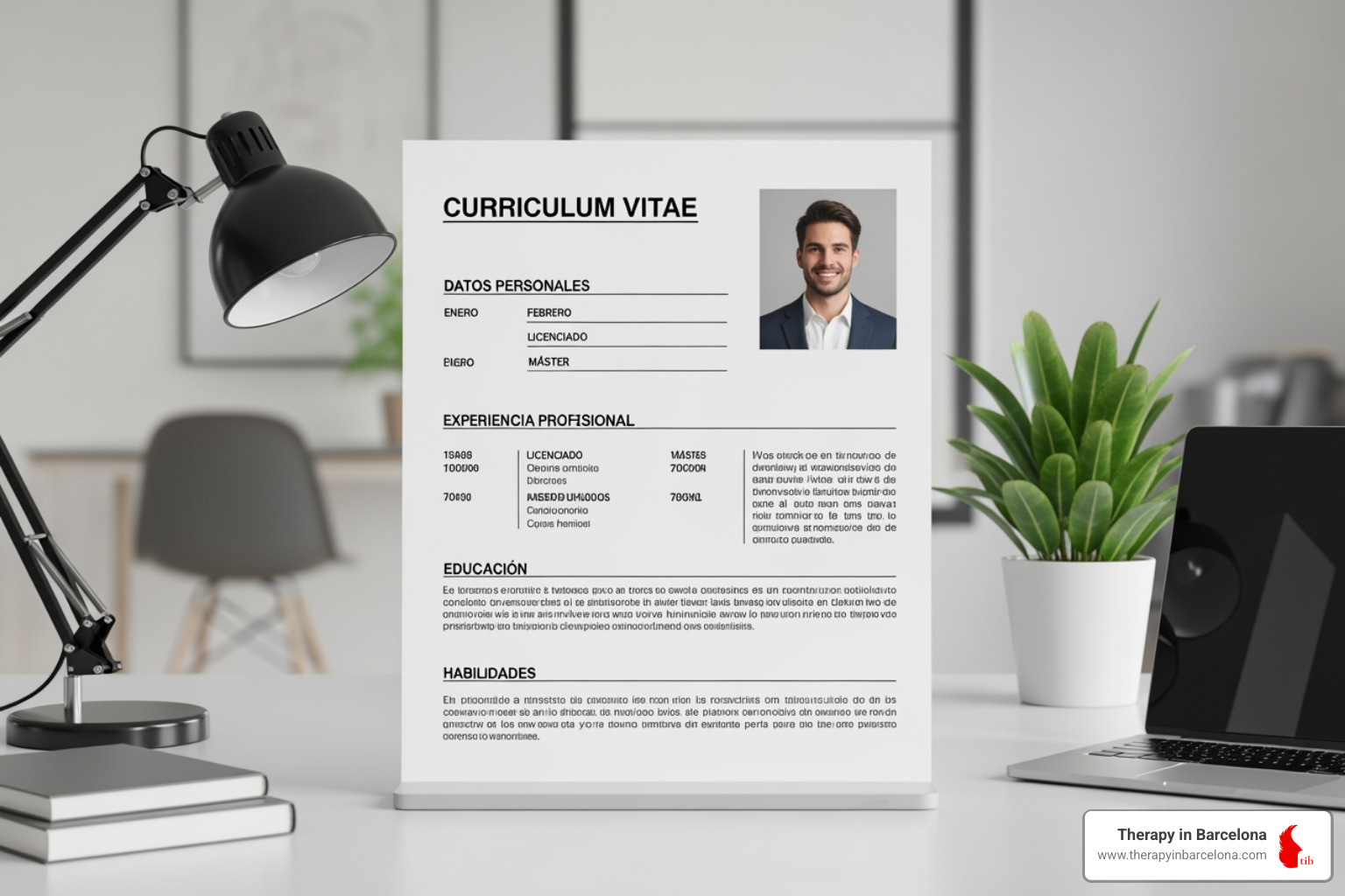 Professionally formatted CV with a photo, custom for the Spanish market - jobs in spain