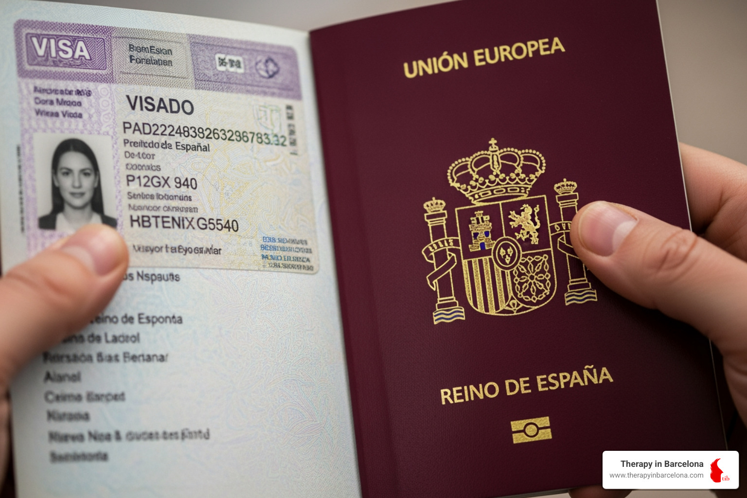 person holding a Spanish passport or visa document - work in spain for english speakers