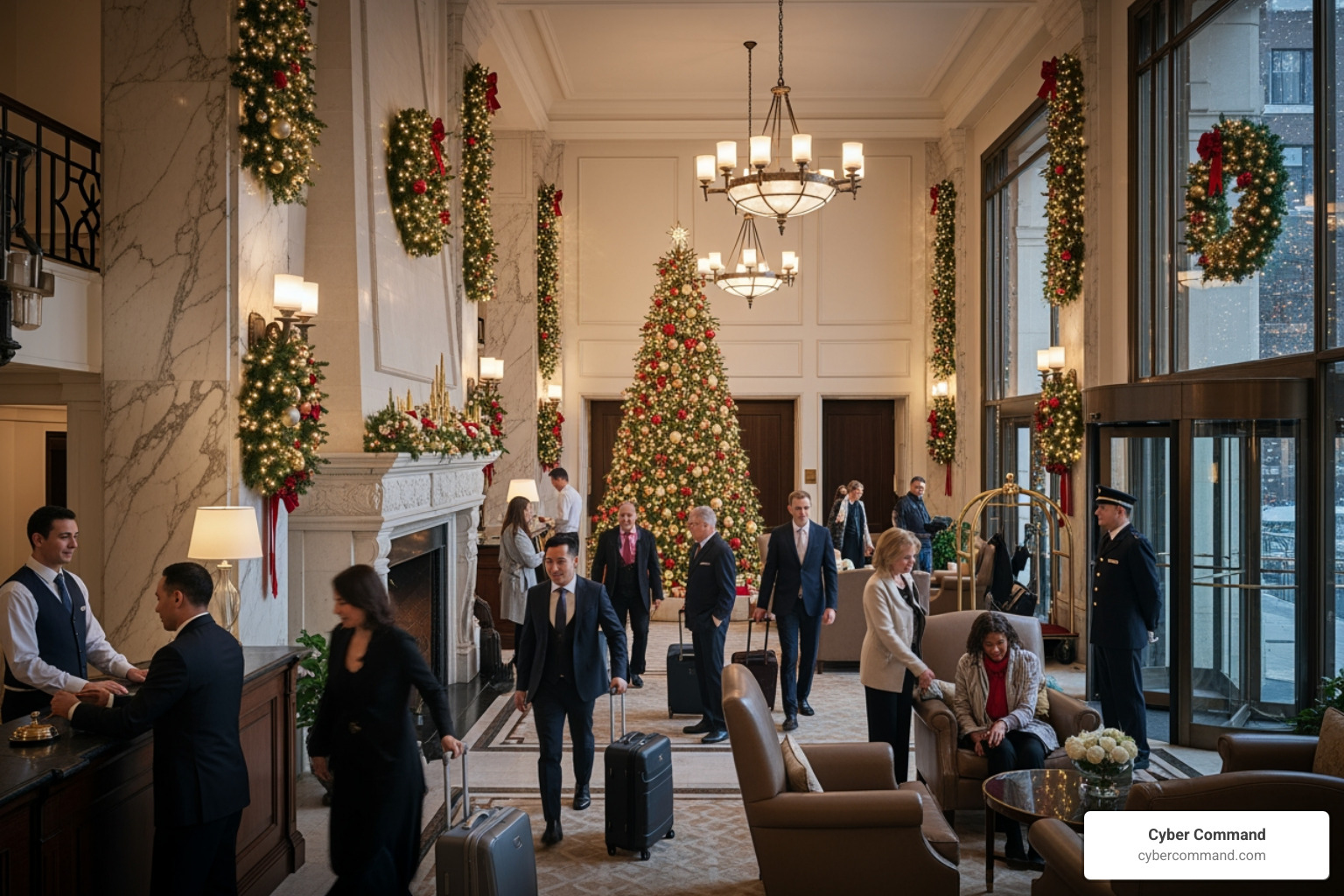 busy hotel during a holiday season with all systems running smoothly - it support for hospitality busy hotel during a holiday season with all systems running smoothly - it support for hospitality