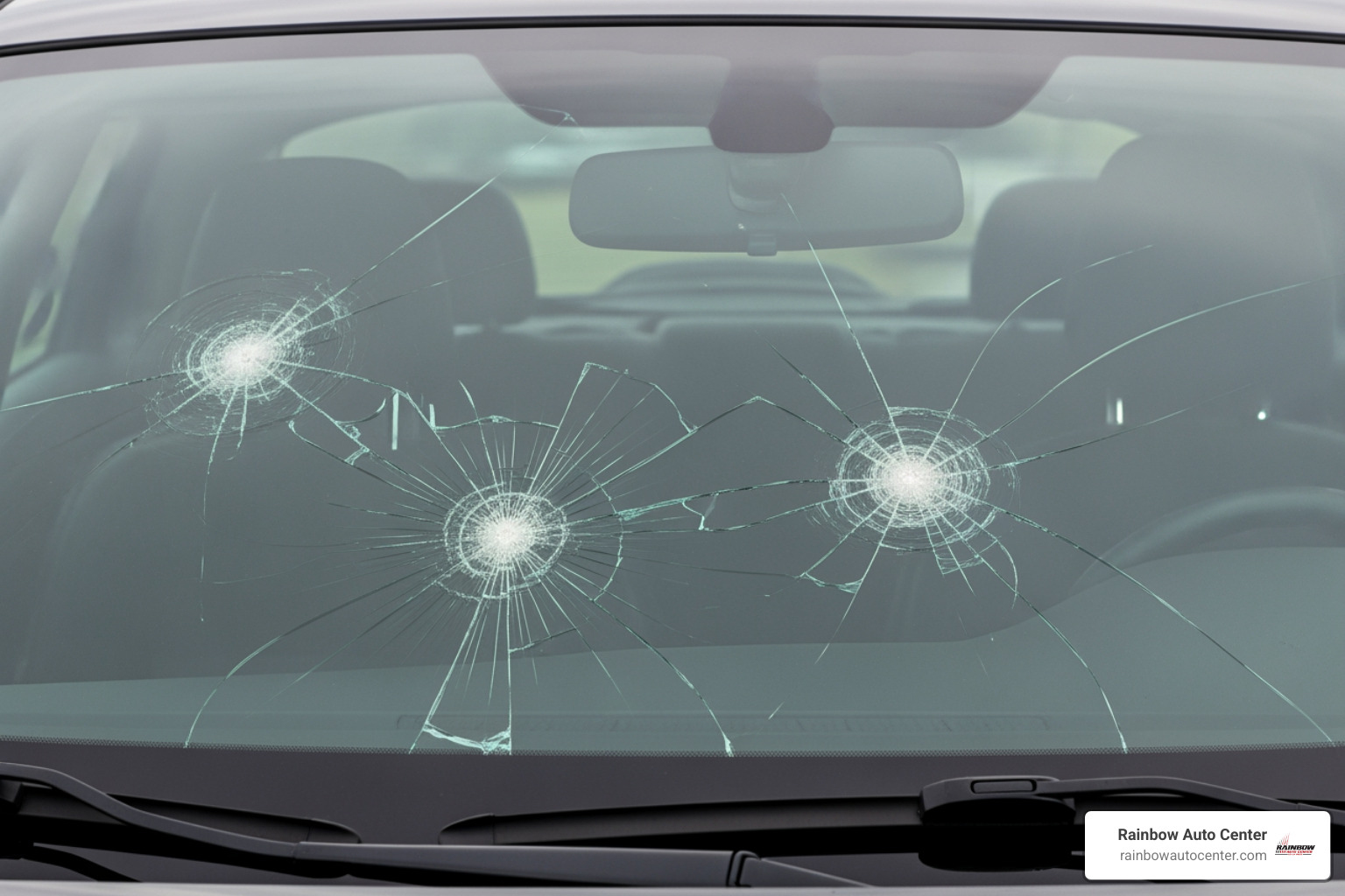illustrating the different types of common windshield chips like bullseye, star break, and combination break - how does auto glass repair work