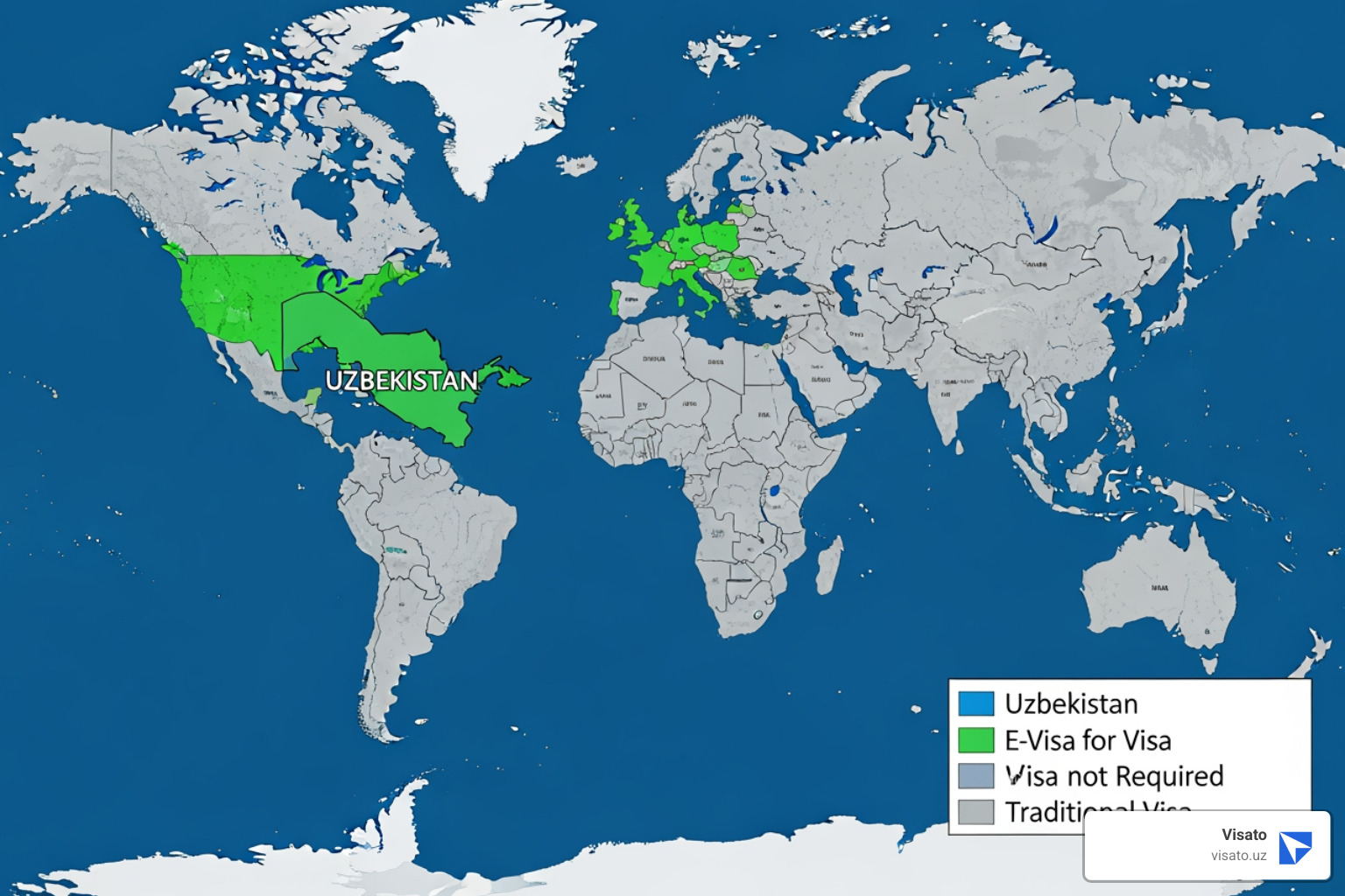 world map highlighting e-visa eligible countries for Uzbekistan - e visa uzbekistan countries world map highlighting e-visa eligible countries for Uzbekistan - e visa uzbekistan countries