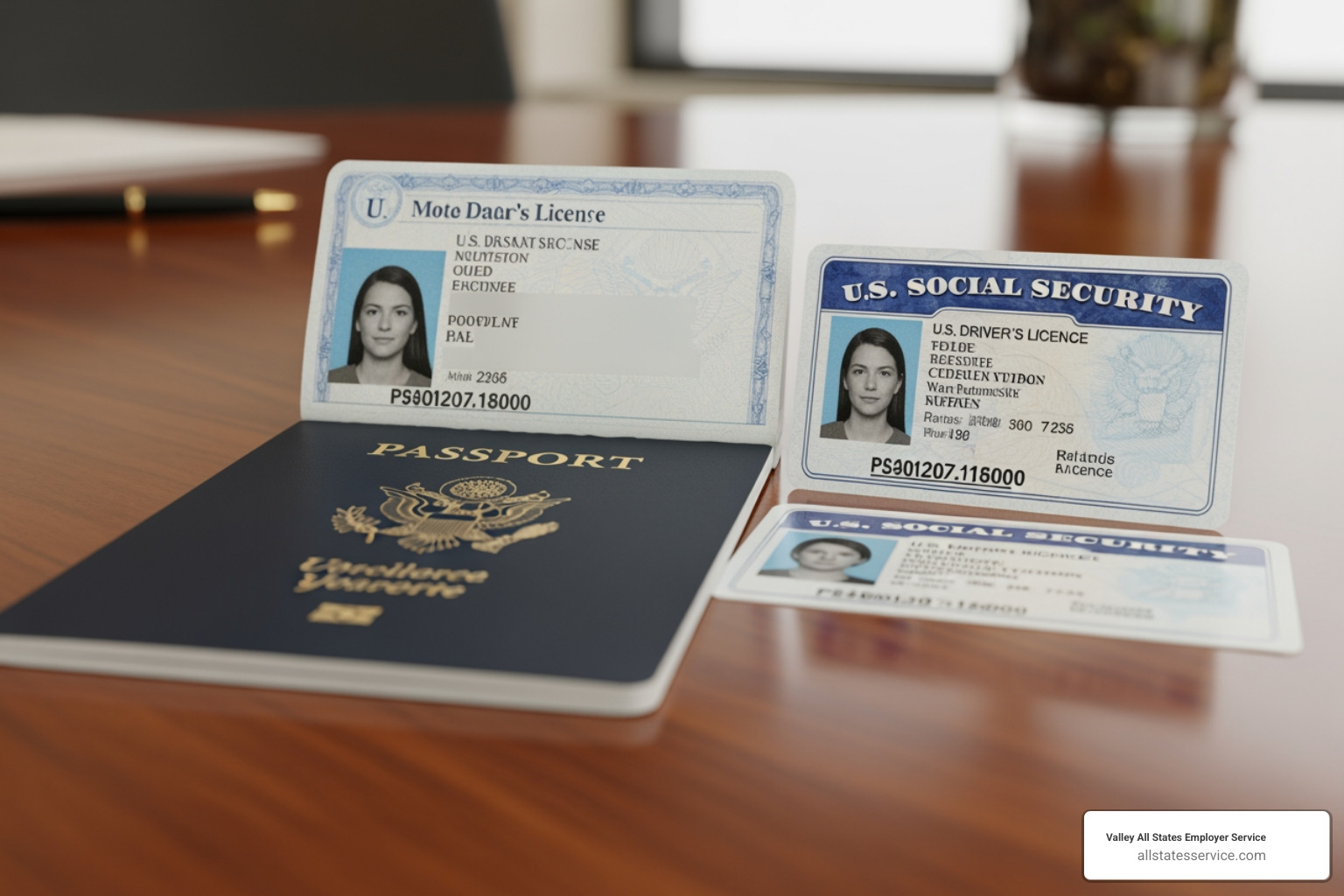 A graphic illustrating examples of List A (Passport), List B (Driver's License), and List C (Social Security Card) for I-9 verification. - I-9 section 2 requirements