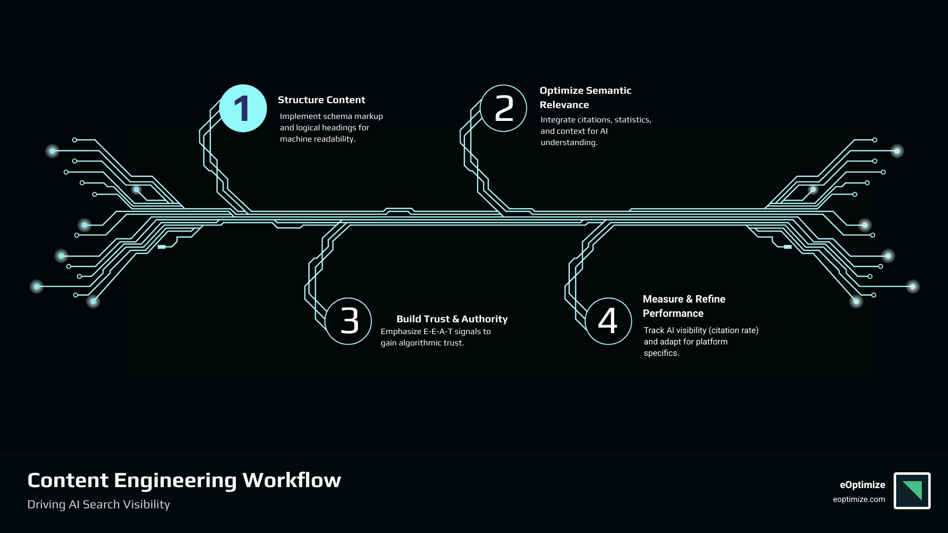 infographic explaining the difference between a traditional SERP and an AI-generated answer with citations - how content engineers drive ai search visibility infographic infographic-4-steps-tech