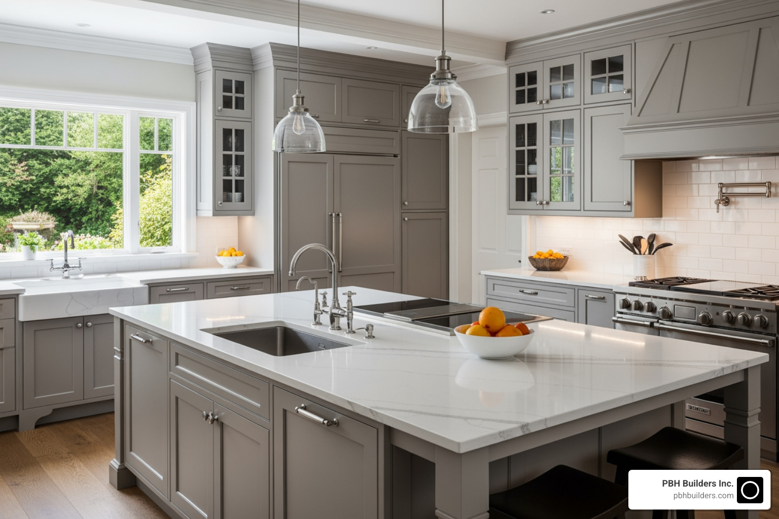 custom shaker-style cabinets and a large quartz countertop island - kitchen remodeler chula vista isles custom shaker-style cabinets and a large quartz countertop island - kitchen remodeler chula vista isles