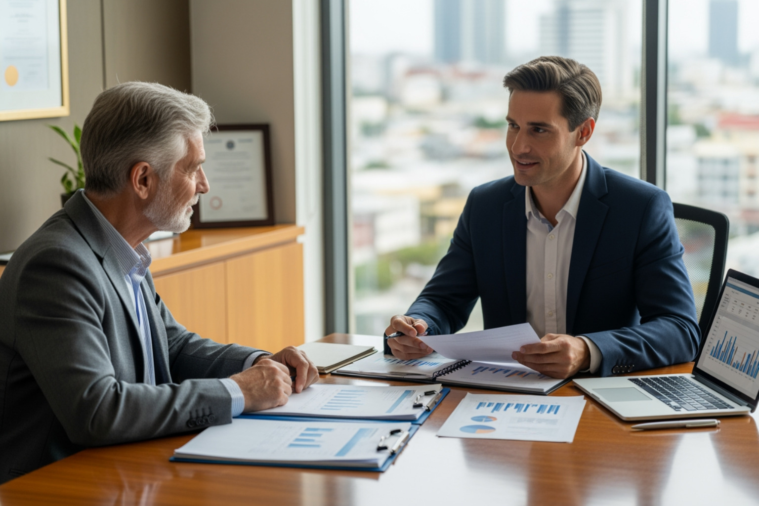 person meeting with a financial advisor - cheap assisted living facilities