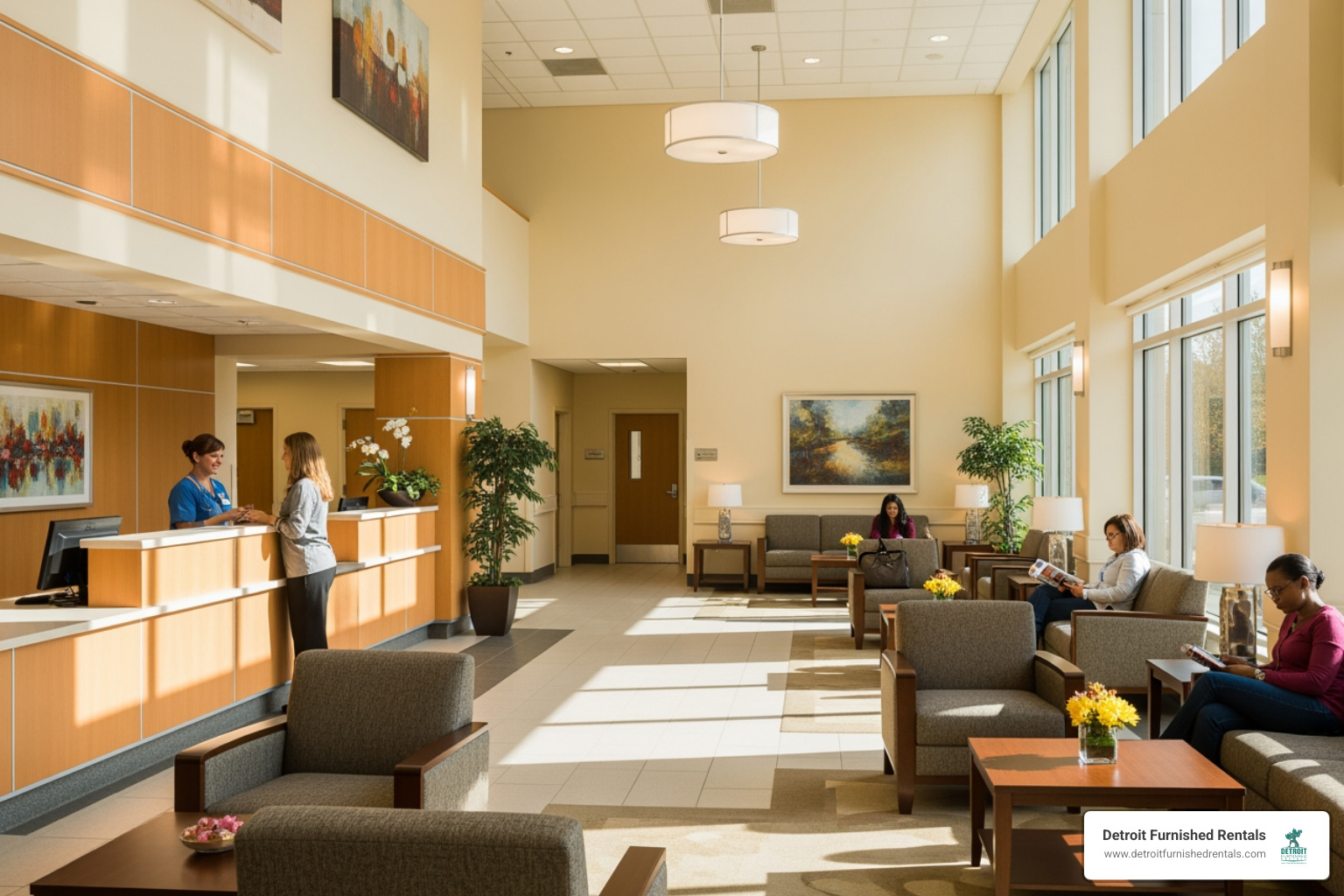 A welcoming hospital lobby or reception area - detroit va hospital
