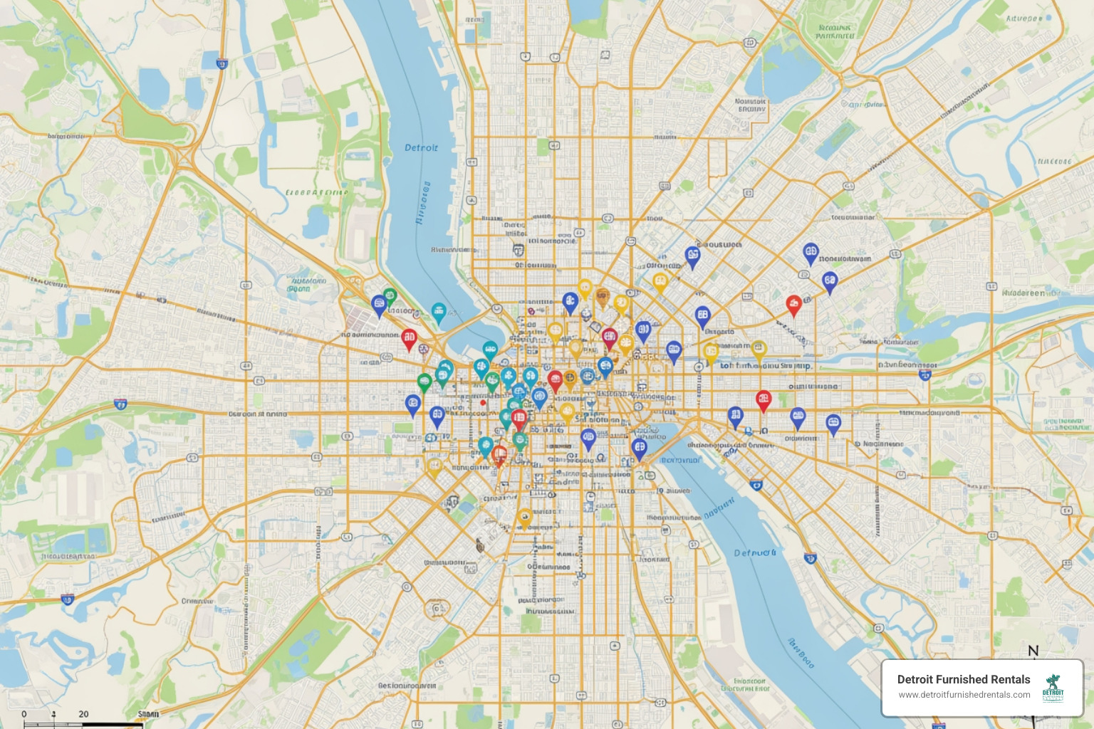A map showing the different VA locations in the Detroit area - detroit va hospital