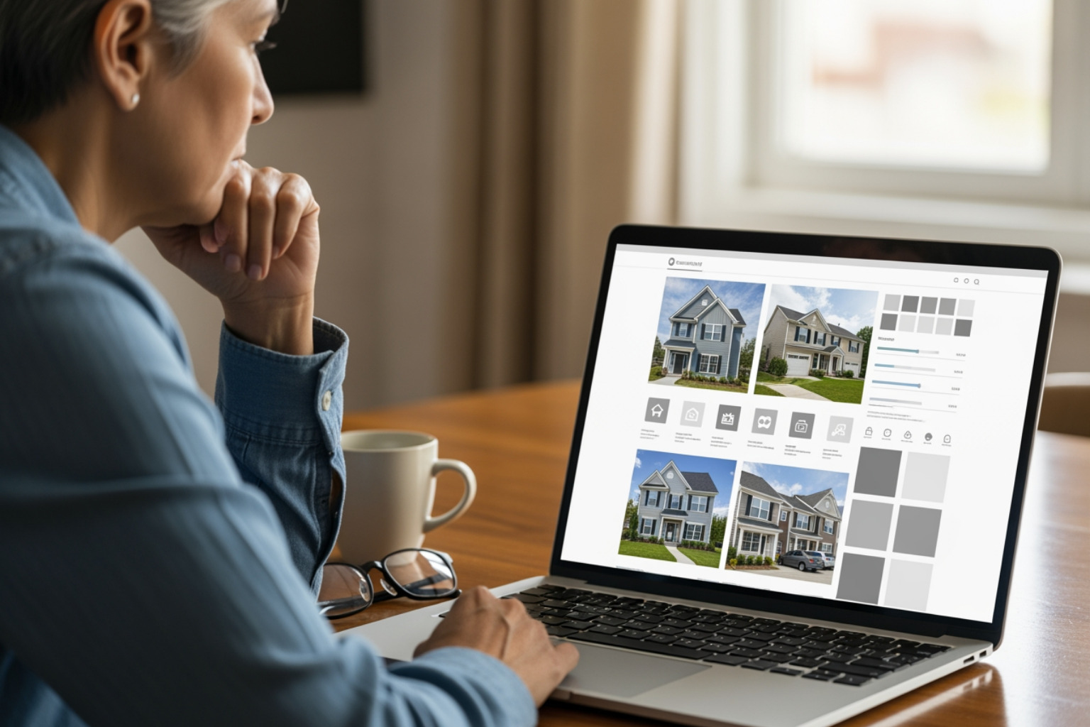 person using a laptop to research senior living communities - cheap assisted living facilities