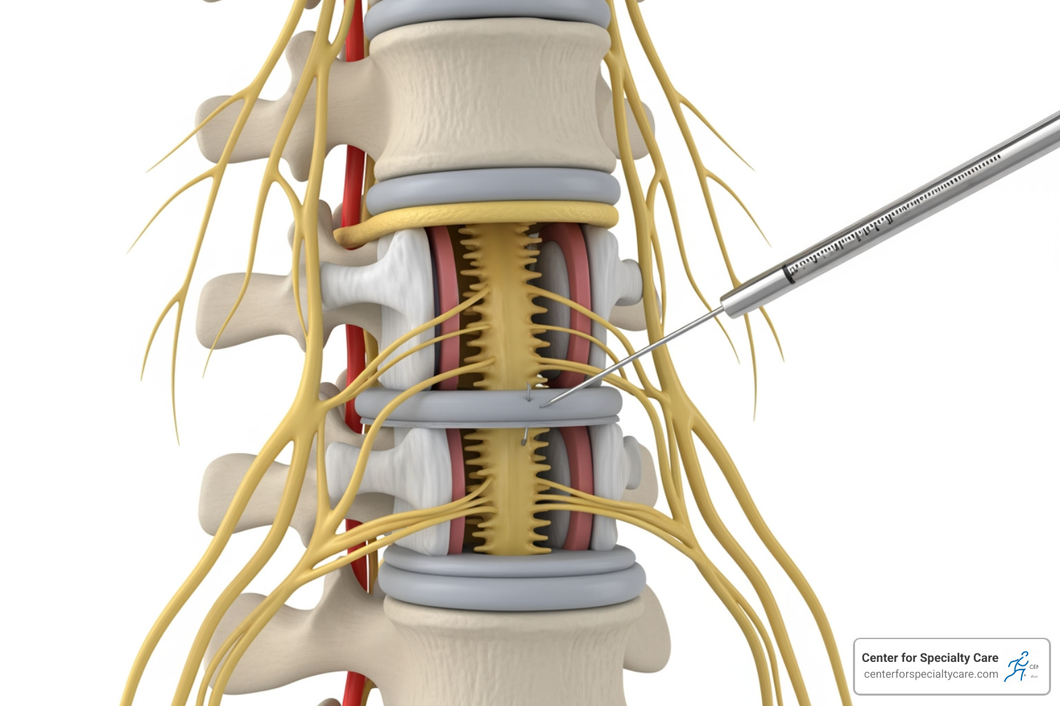 Illustration of a spinal cord for explaining injections - what are pain management clinics for