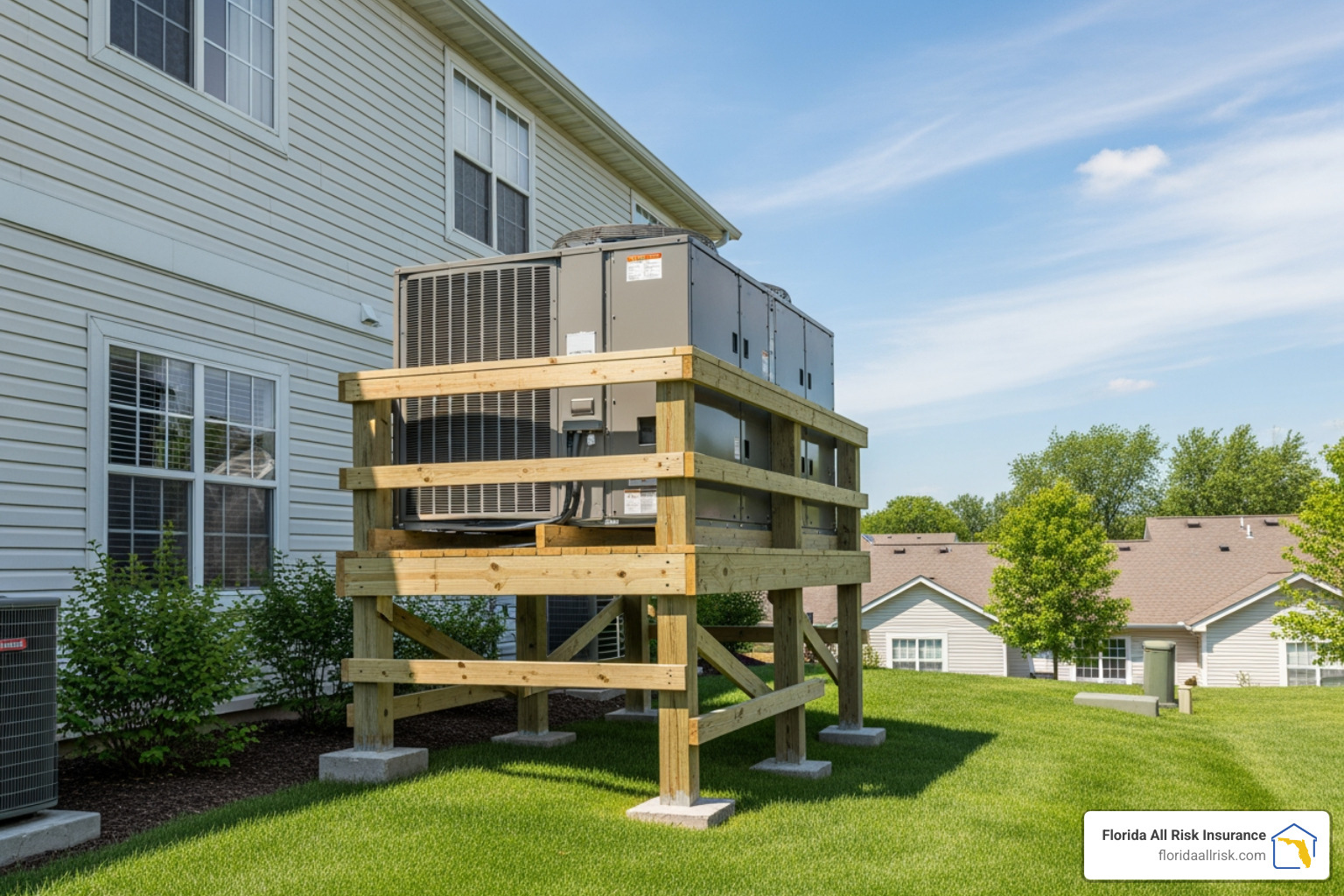 Elevated HVAC unit to prevent flood damage - flood insurance prices