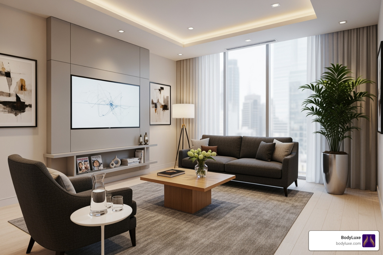 A comfortable, private consultation room at BodyLuxe, showcasing modern and inviting decor - brand core bodyluxe and dr farrugia