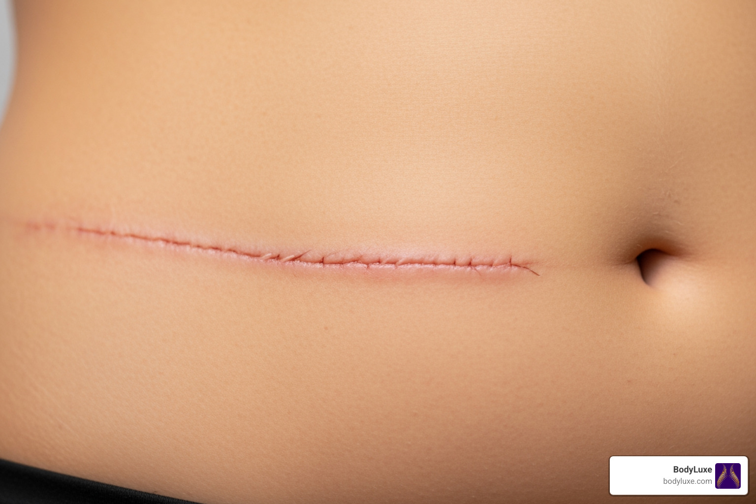 Typical incision line for a full tummy tuck - Renuvion vs tummy tuck