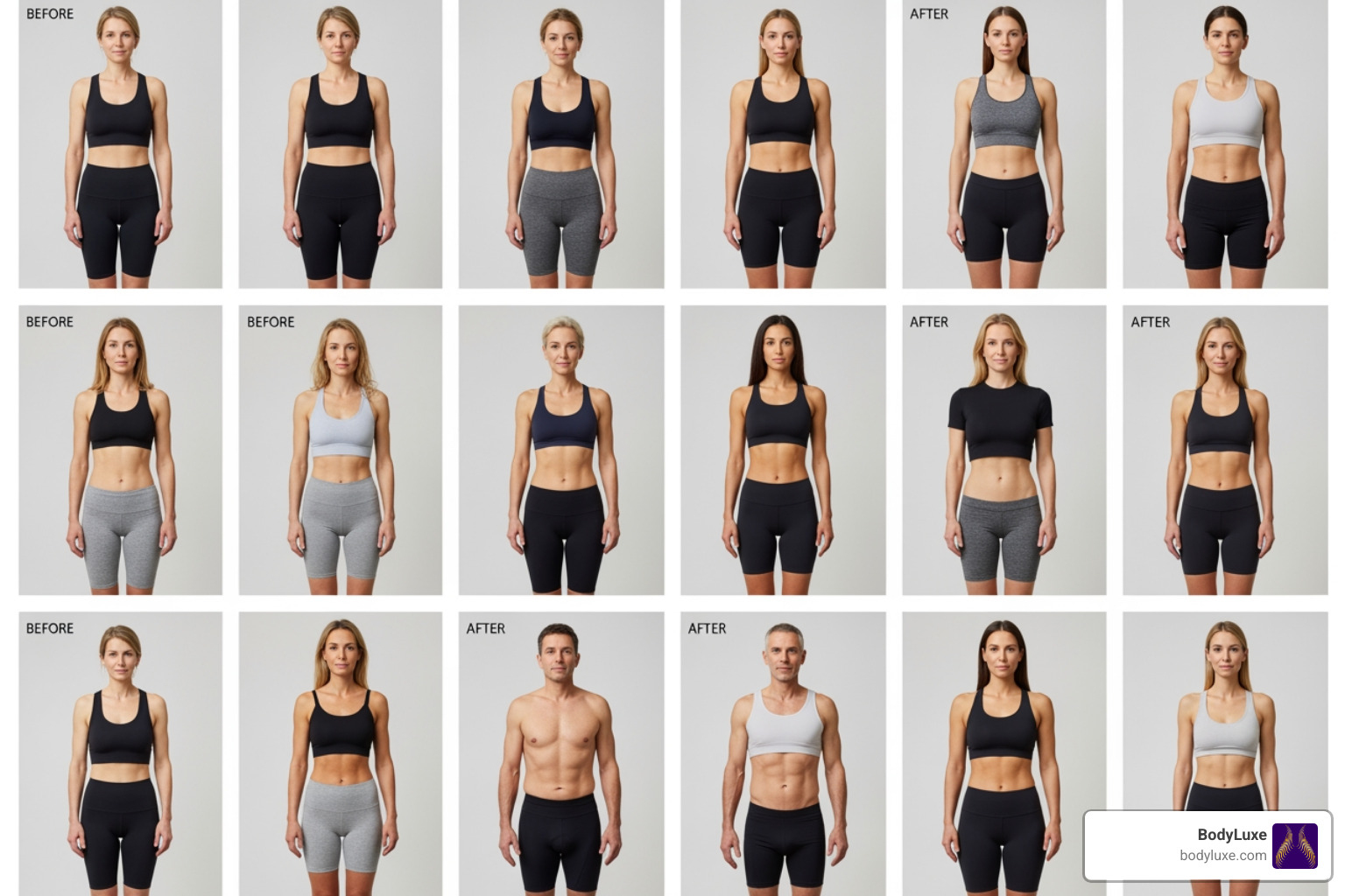 of a diverse group of patient before-and-after photos - mini abdominoplasty before and after