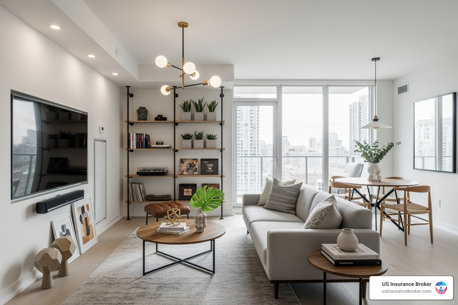 Stylish condo interior, showing fixtures and personal belongings - HO6 insurance policy Stylish condo interior, showing fixtures and personal belongings - HO6 insurance policy