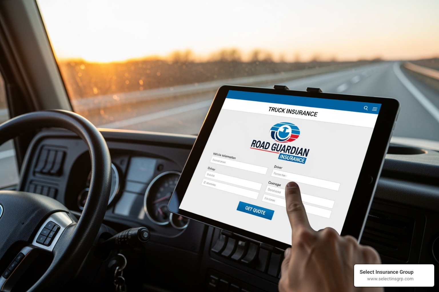 digital insurance quote form on a tablet screen - Truck insurance quotes online