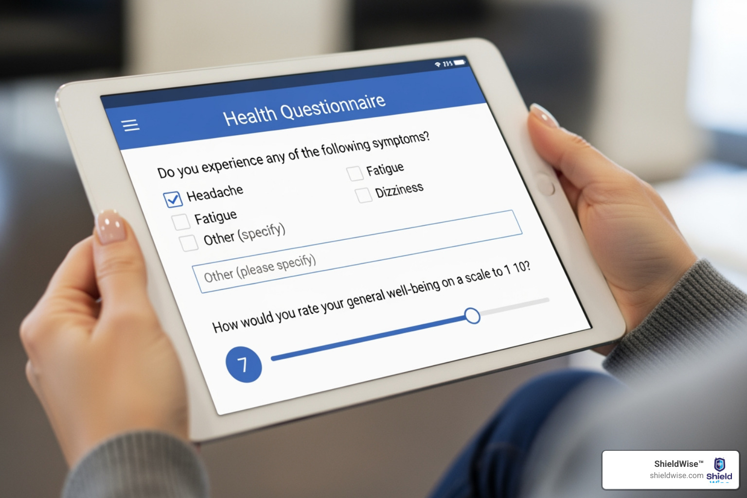 Health questionnaire on a tablet - final expense - health and eligibility
