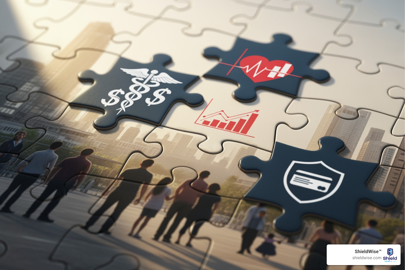 puzzle pieces fitting together to form a complete picture of Medicare and Medigap coverage - medicare - supplement and medigap