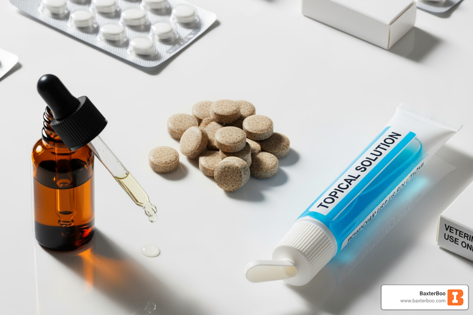 Different forms of pet medications - pet medications
