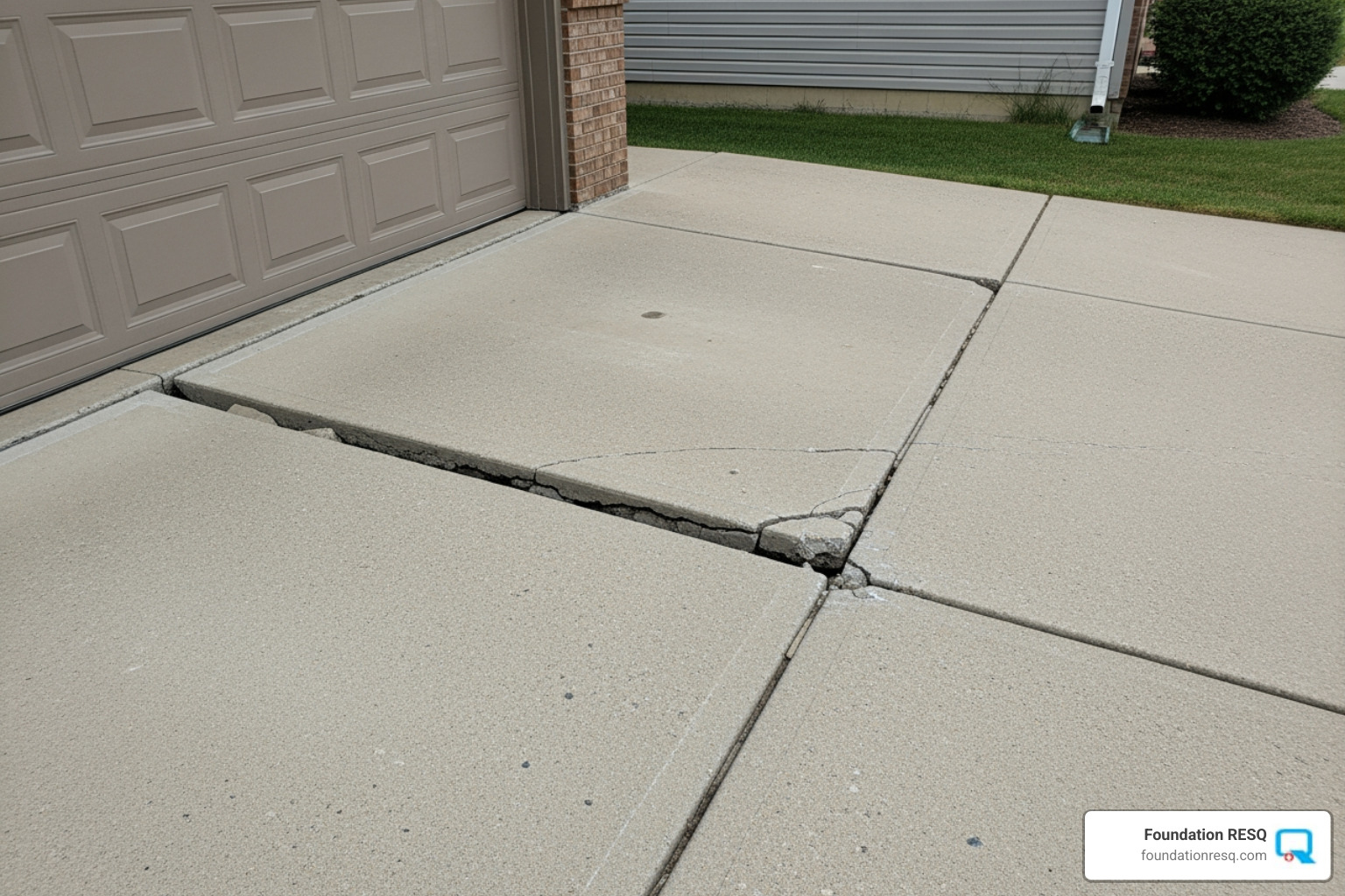 of a sunken driveway slab next to a garage - concrete driveway repair tallahassee of a sunken driveway slab next to a garage - concrete driveway repair tallahassee