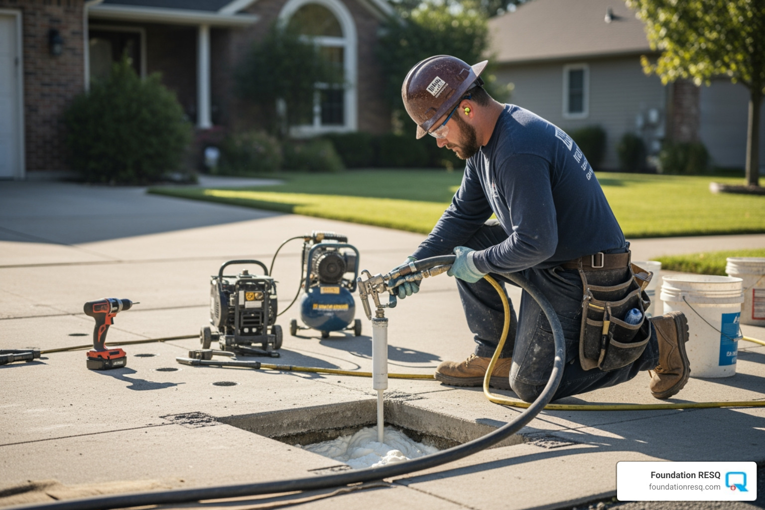 of a technician repairing a concrete slab using advanced methods - concrete driveway repair tallahassee of a technician repairing a concrete slab using advanced methods - concrete driveway repair tallahassee