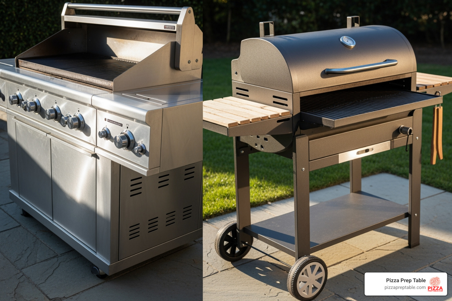 heavy-duty stainless steel commercial grill next to a smaller residential BBQ - commercial grills heavy-duty stainless steel commercial grill next to a smaller residential BBQ - commercial grills