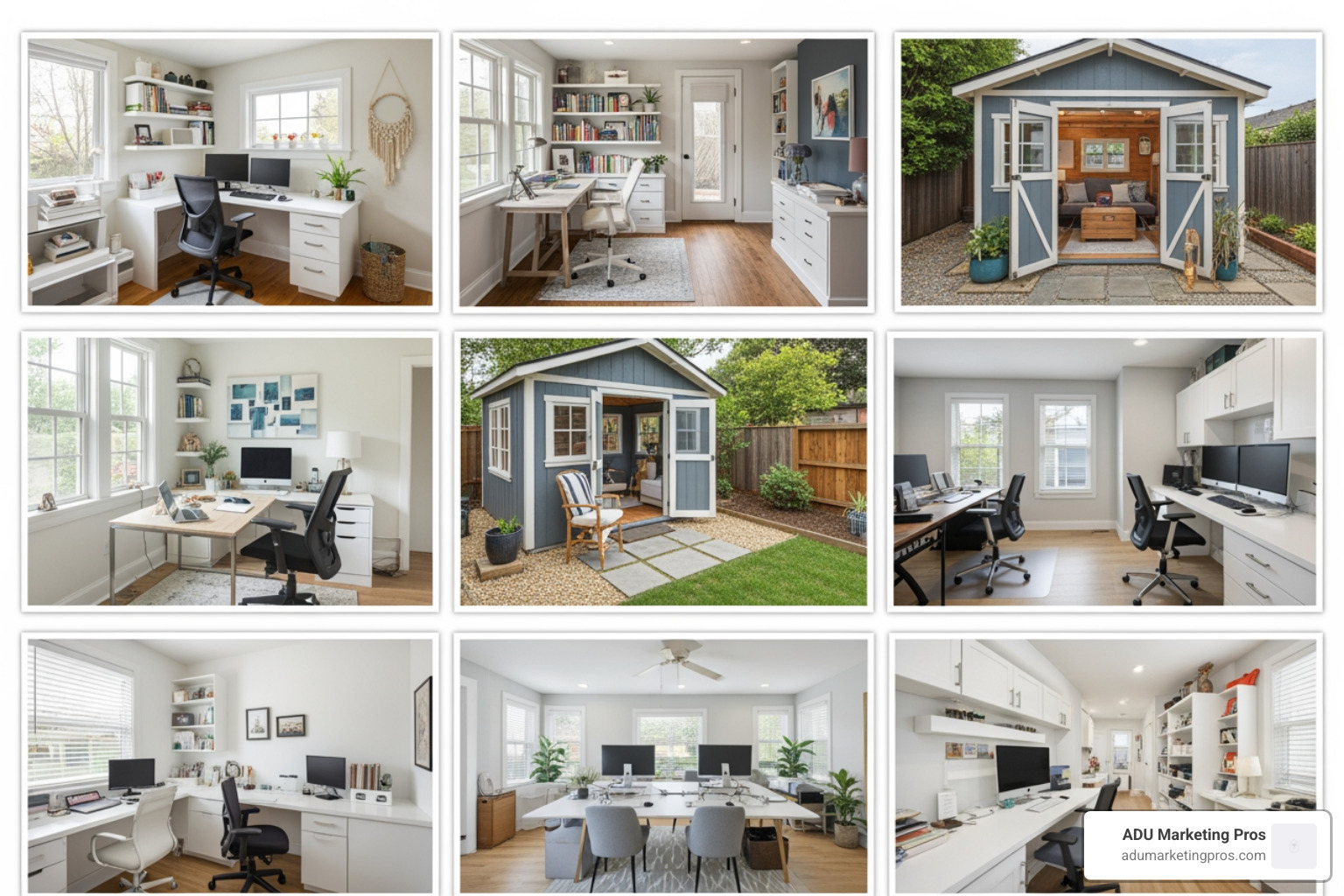 collage of different home office studios - Home office studio