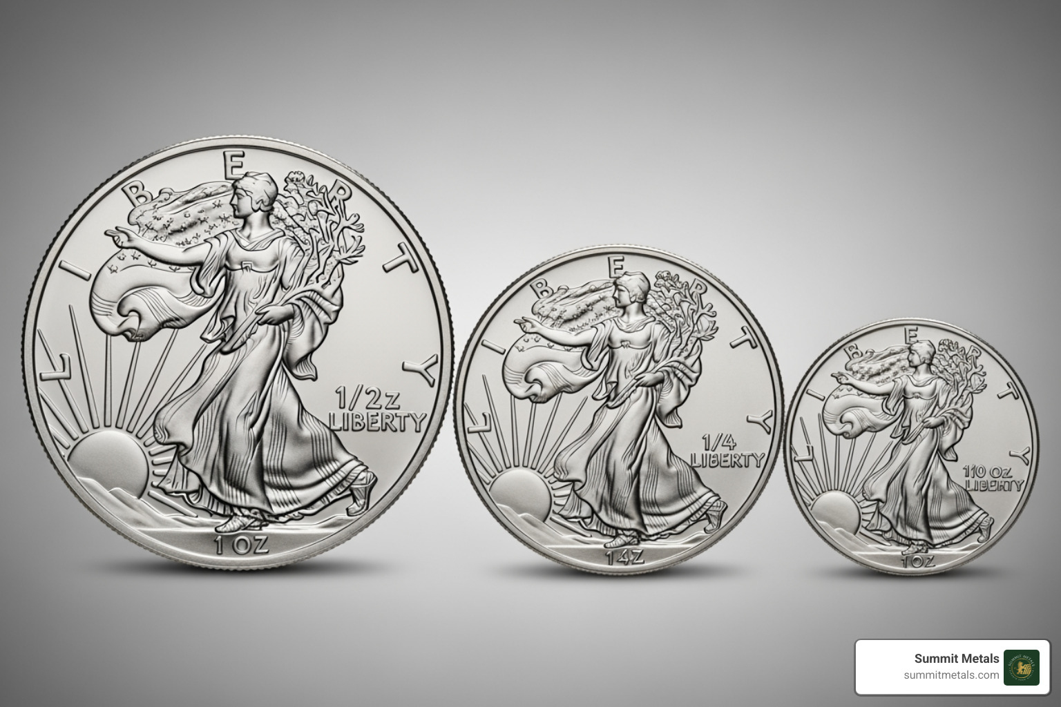 Image of the four fractional Platinum Eagle coins side-by-side for size comparison. - American Platinum Eagle value