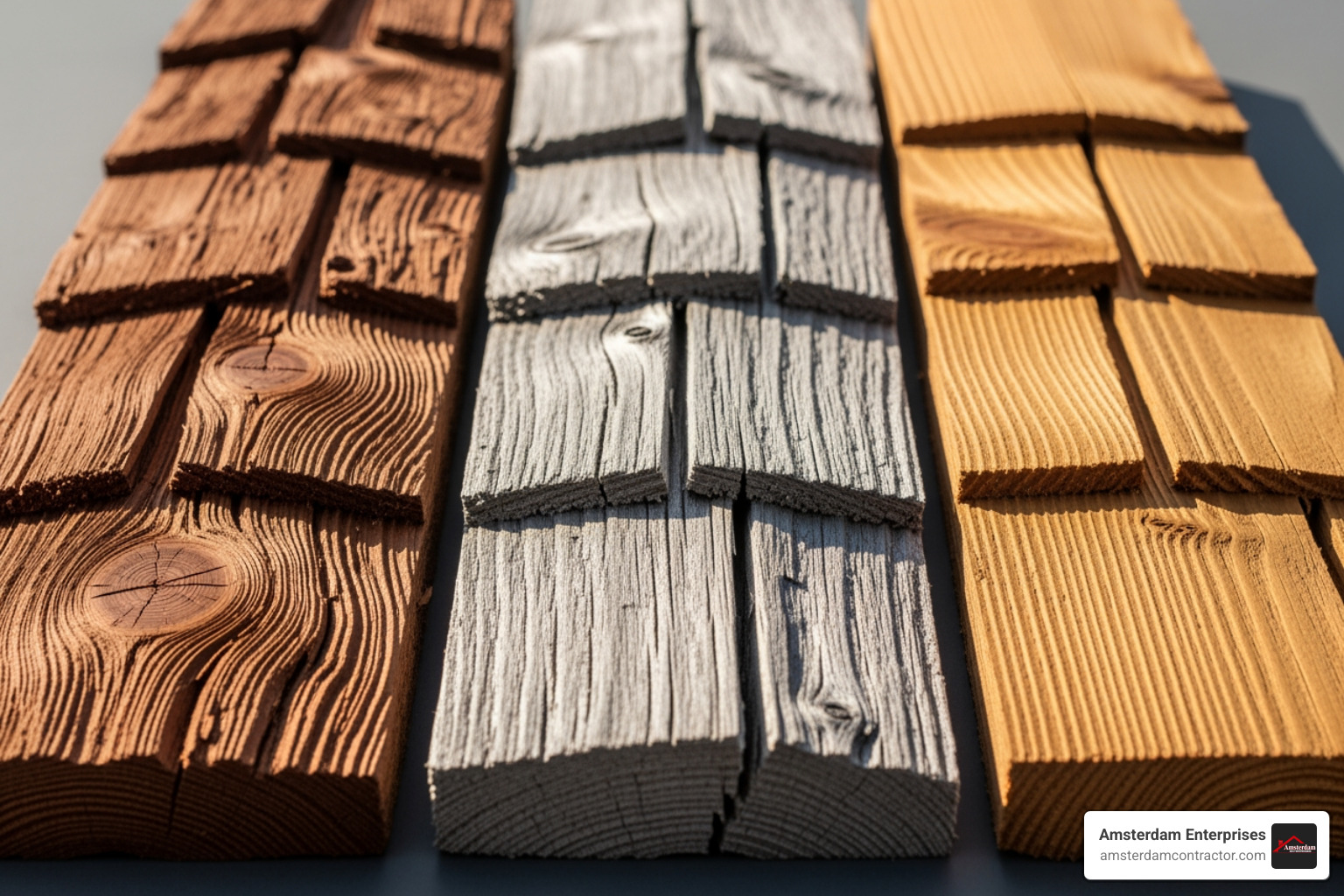 three different types of cedar shakes side-by-side - Cedar shake roofing Des Plaines three different types of cedar shakes side-by-side - Cedar shake roofing Des Plaines