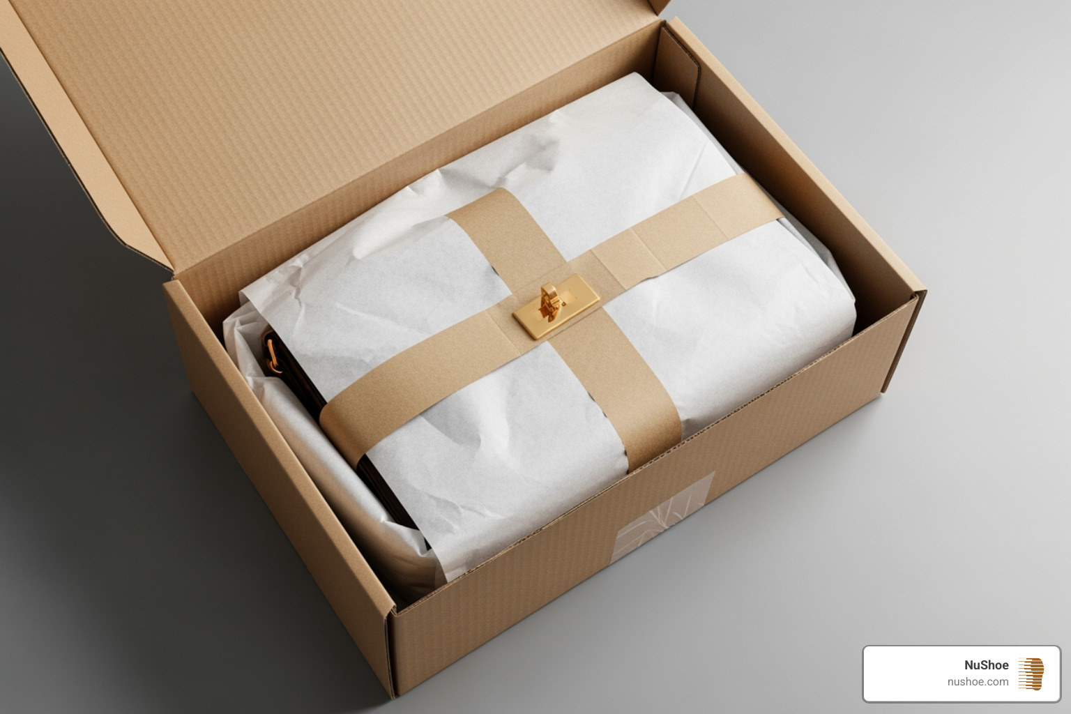 a handbag packaged securely in a box for shipping - restore bag near me