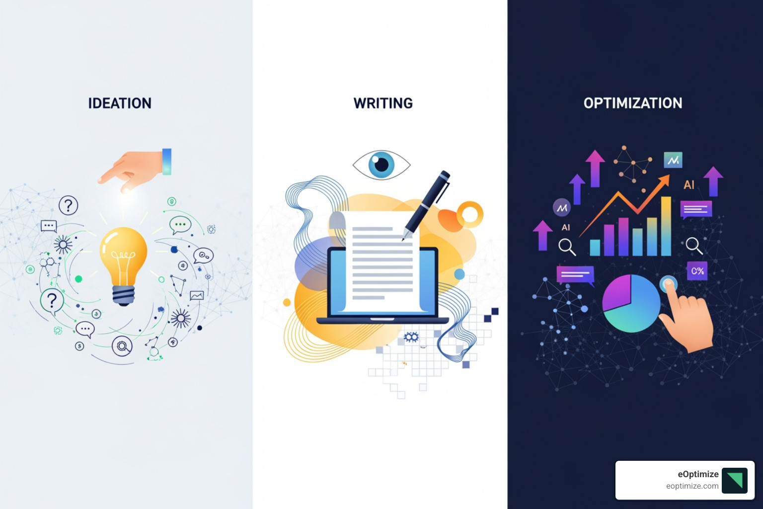 Image of a content workflow diagram with AI integration points - AI content best practices