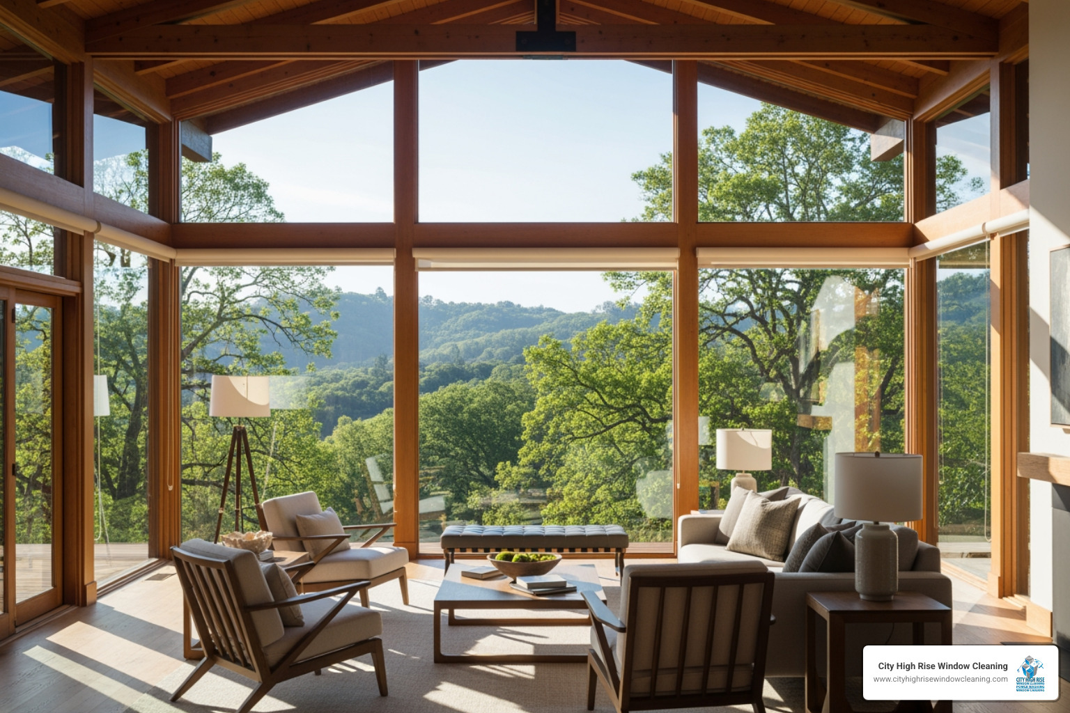 a bright, sunlit interior room with perfectly clean windows looking out onto a vibrant green landscape - window cleaning morris county nj a bright, sunlit interior room with perfectly clean windows looking out onto a vibrant green landscape - window cleaning morris county nj
