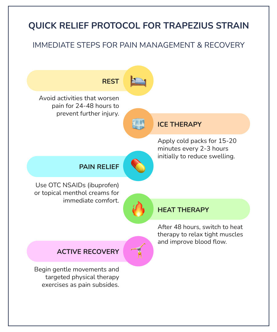 infographic explaining the upper, middle, and lower trapezius muscle sections and their functions - trapezius strain treatment infographic infographic-line-5-steps-colors infographic explaining the upper, middle, and lower trapezius muscle sections and their functions - trapezius strain treatment infographic infographic-line-5-steps-colors
