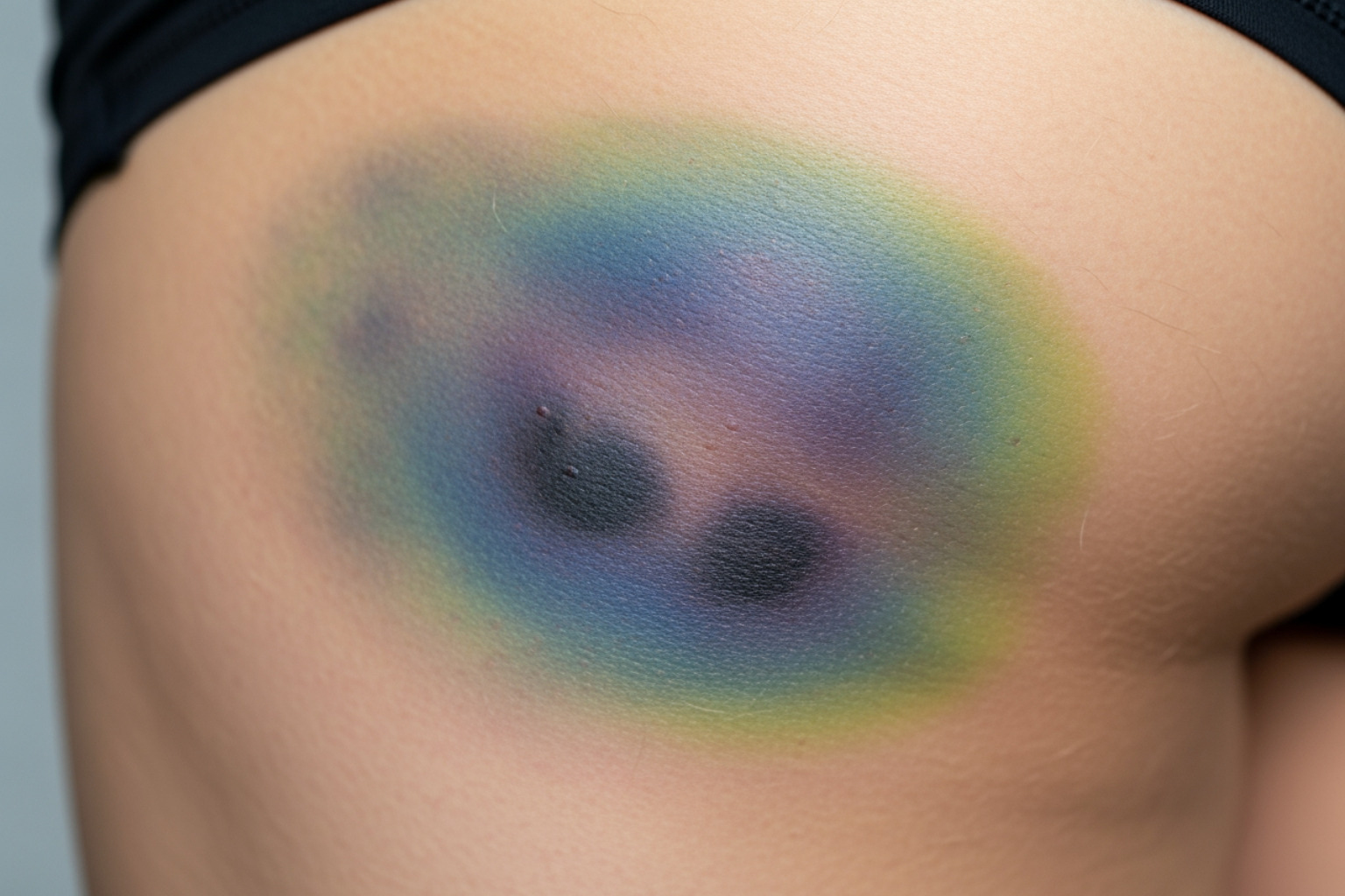 significant bruising on back of leg - hamstring pull symptoms