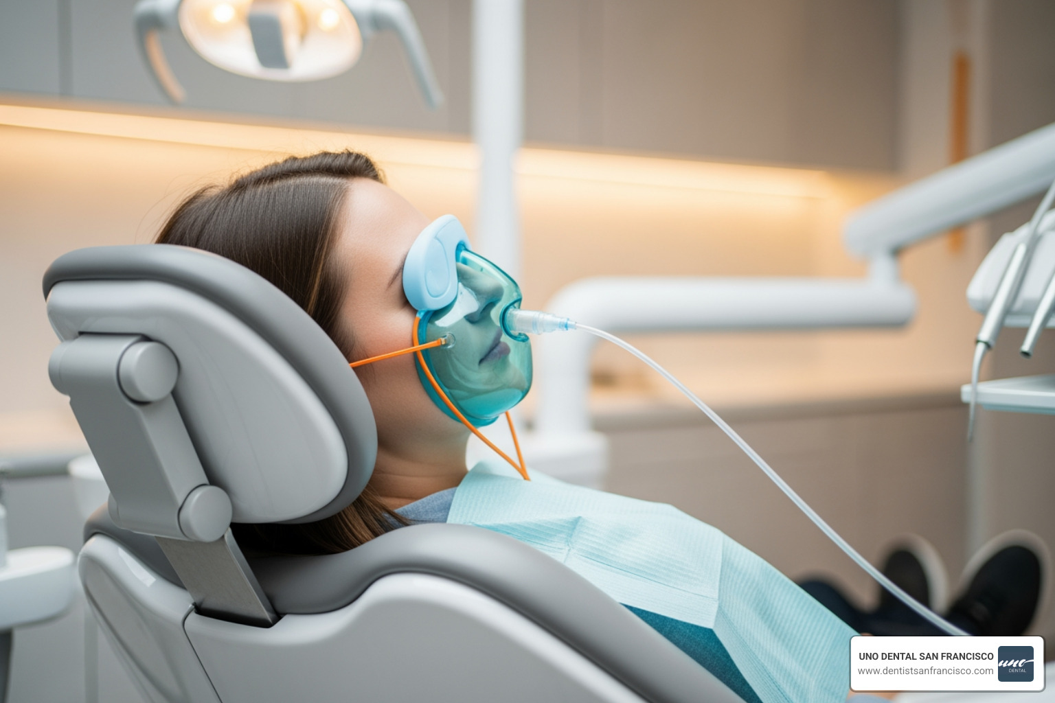 patient comfortably using a nitrous oxide nose mask - sedation for tooth removal patient comfortably using a nitrous oxide nose mask - sedation for tooth removal