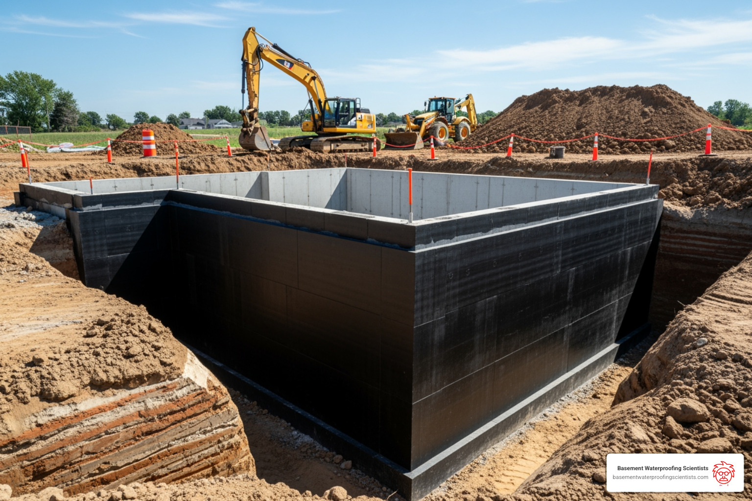 excavated foundation with waterproof membrane - cost to waterproof foundation