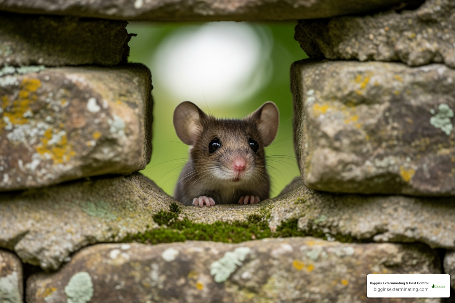 mouse peeking from behind wall - non lethal rodent control