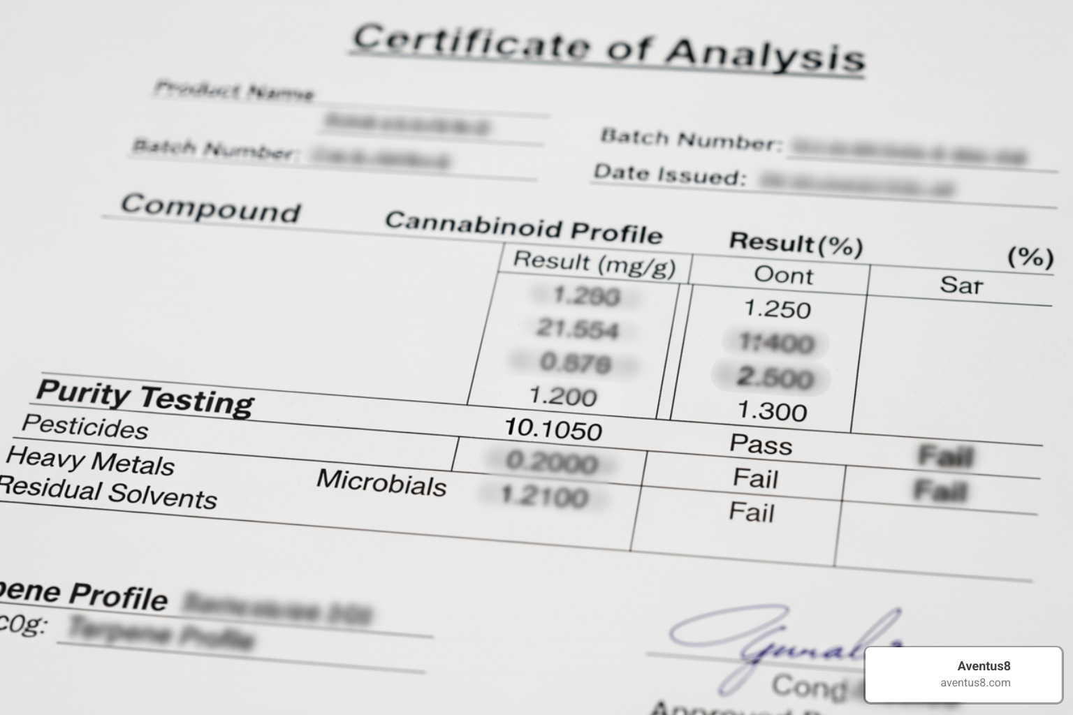 sample Certificate of Analysis (COA) - Indica vape for sleep
