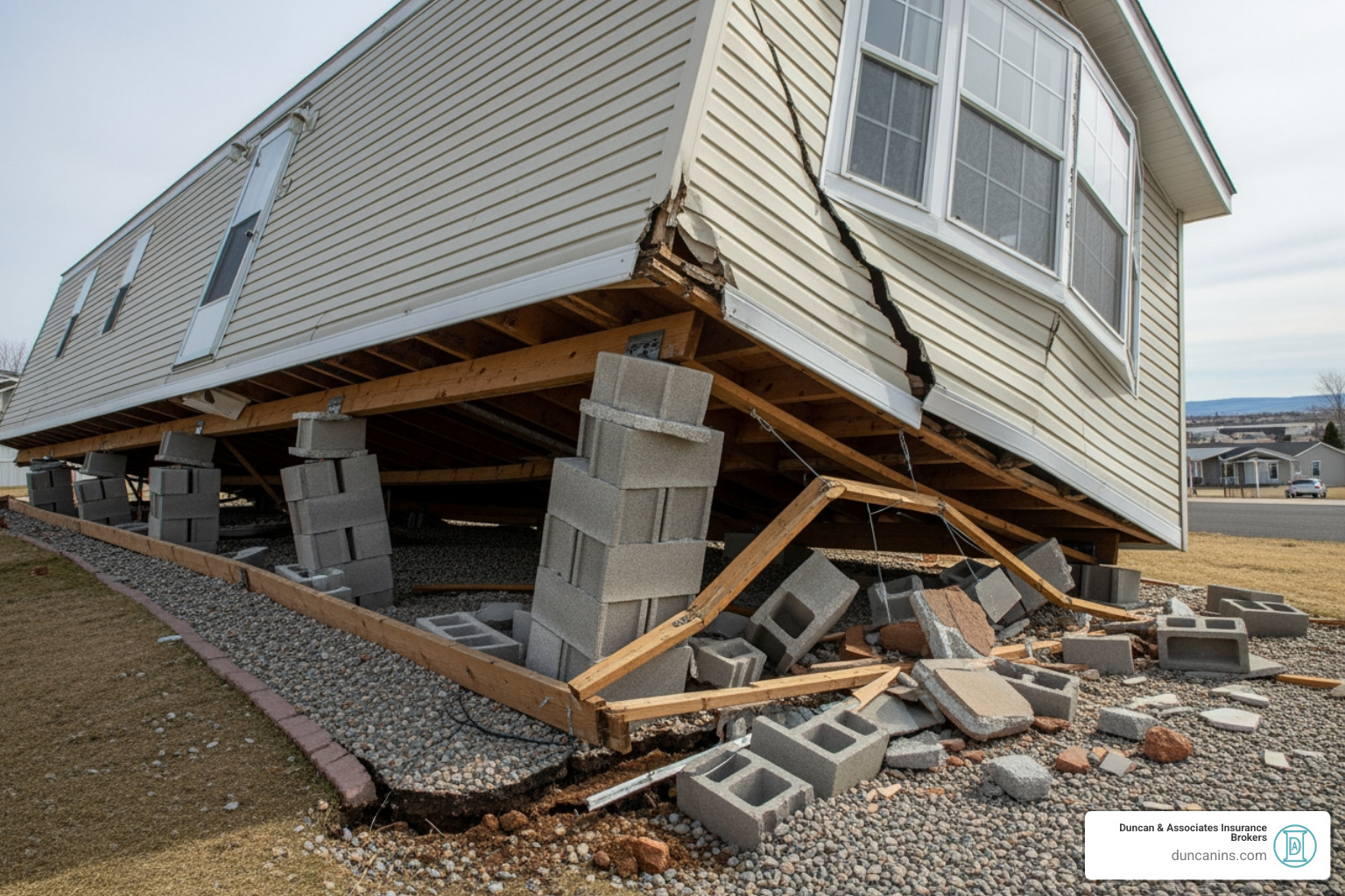 manufactured home shifted off its foundation - earthquake insurance for manufactured homes