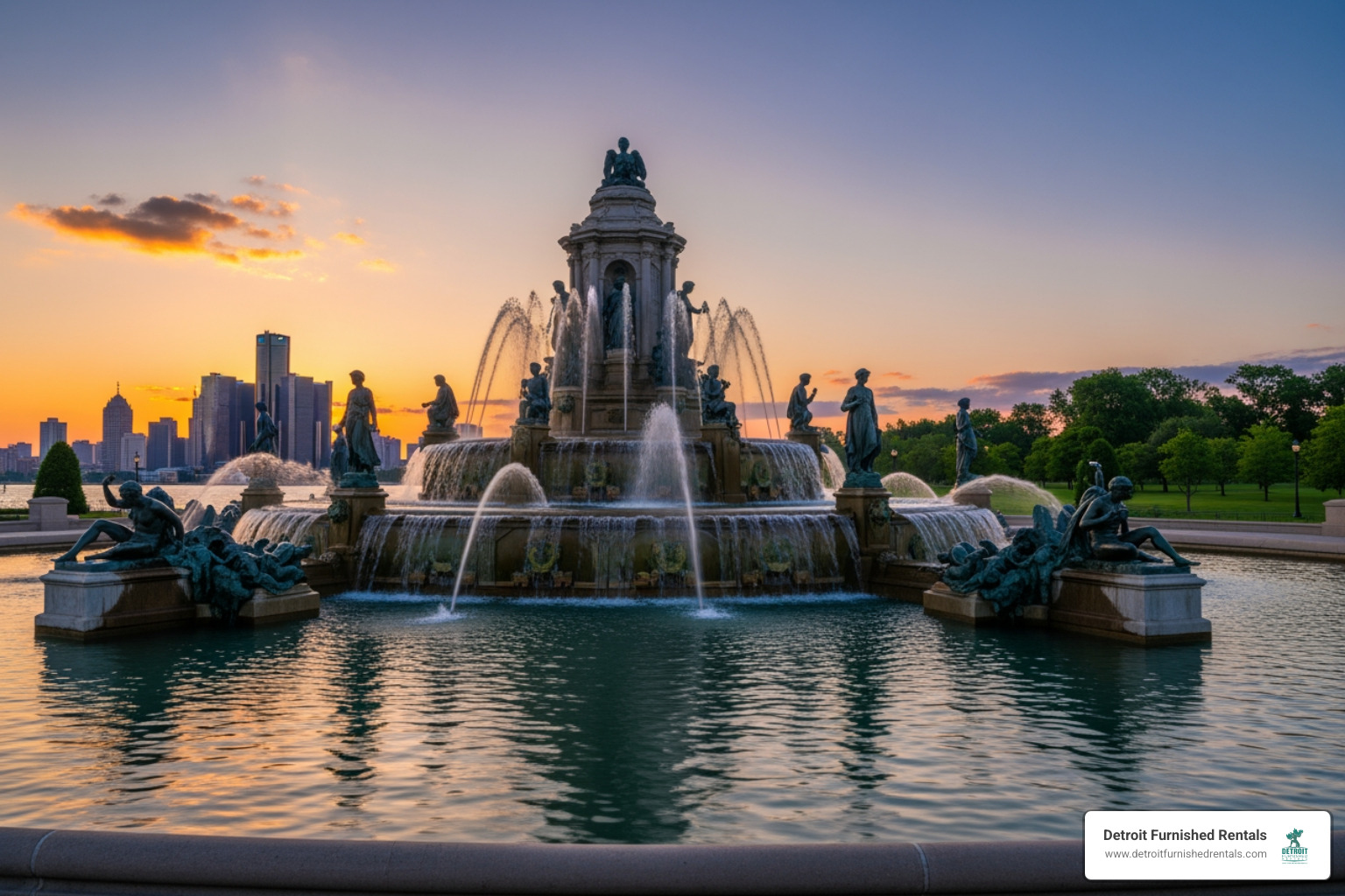 James Scott Memorial Fountain on Belle Isle - Detroit Biking and Running Paths