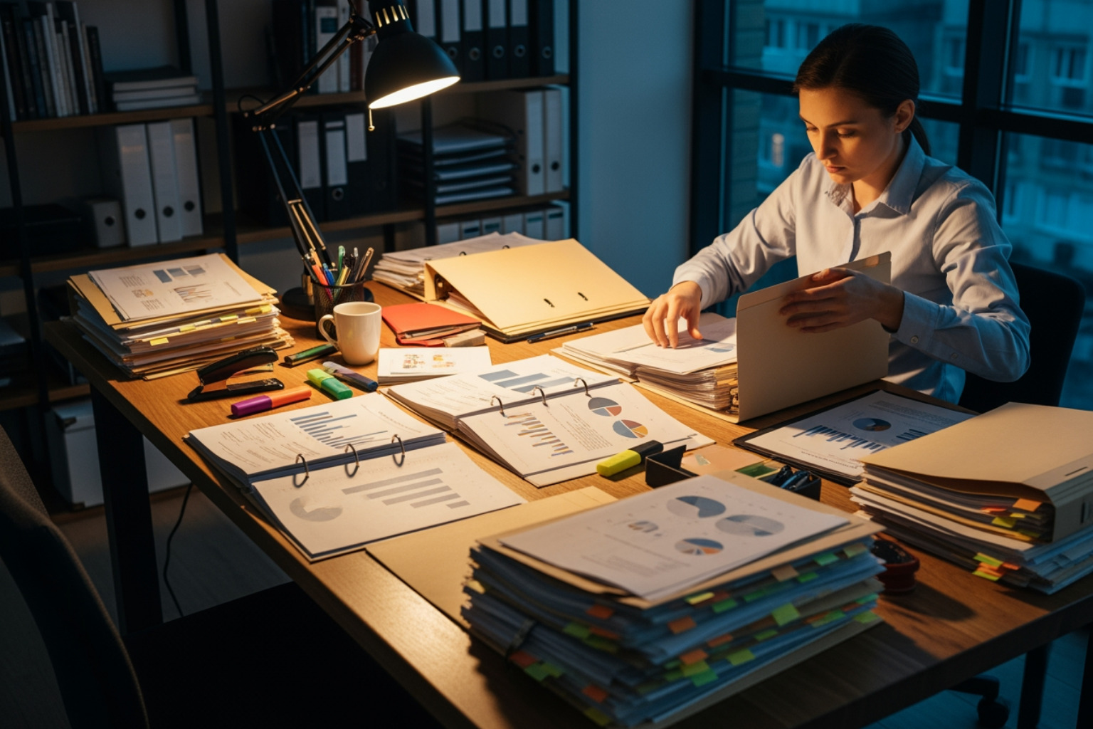 Person organizing documents - Rental subsidy programs